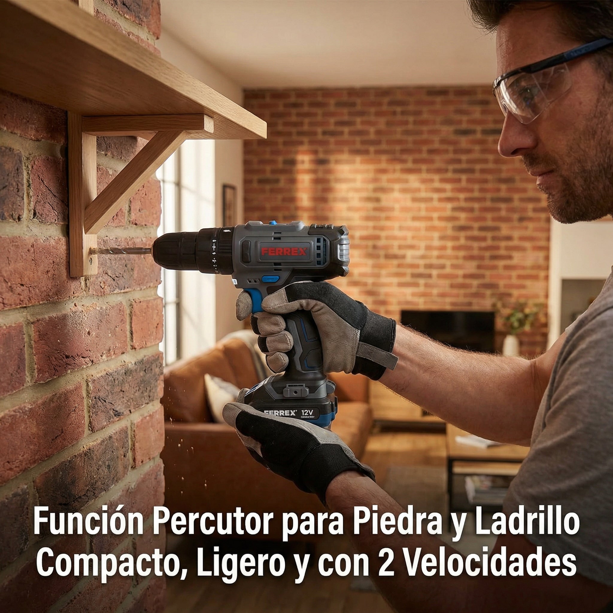 Taladro Percutor a Batería 12V Compact con USB-C y Batería 2.0Ah | Ferrex