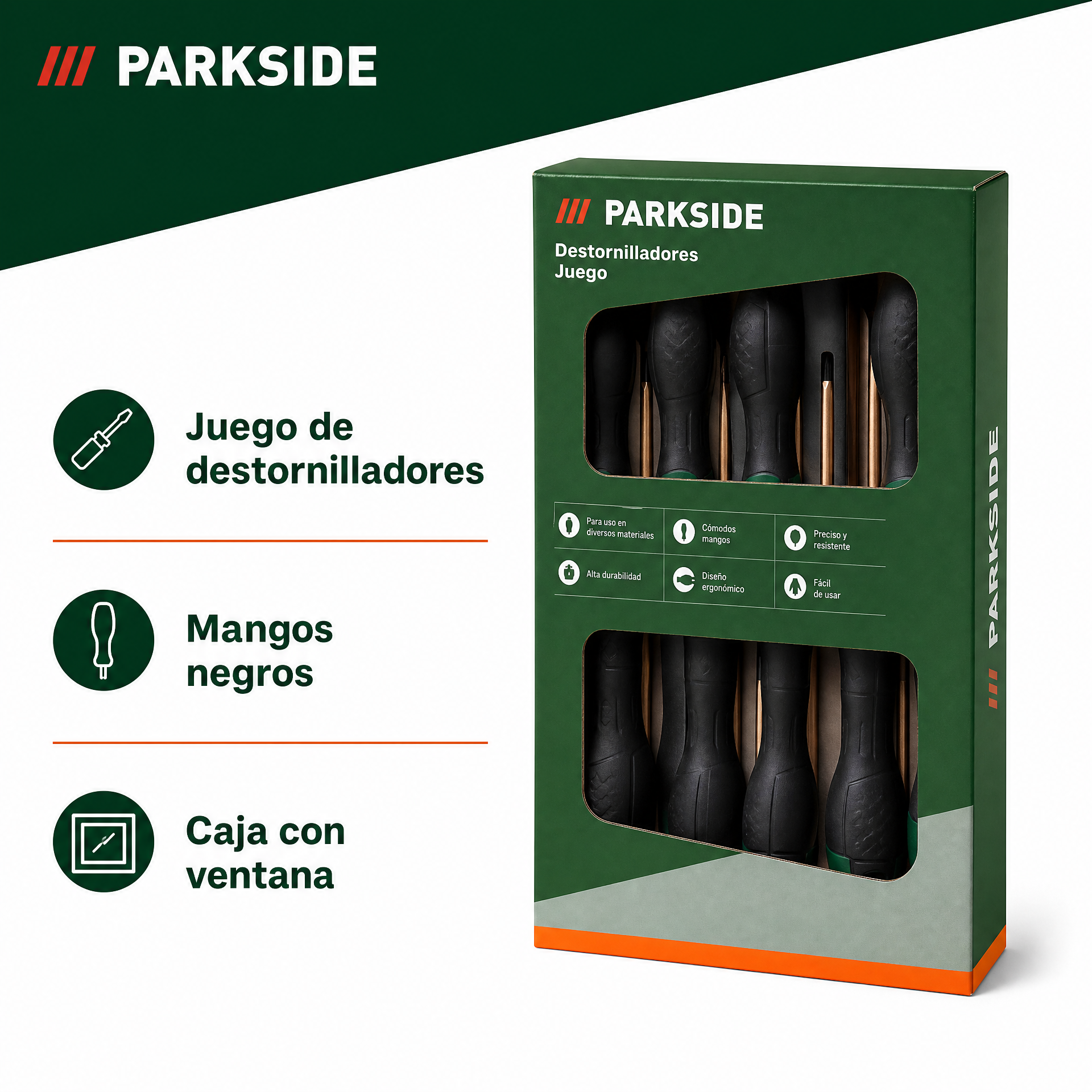 Parkside juego de destornilladores en caja expositor con ventana