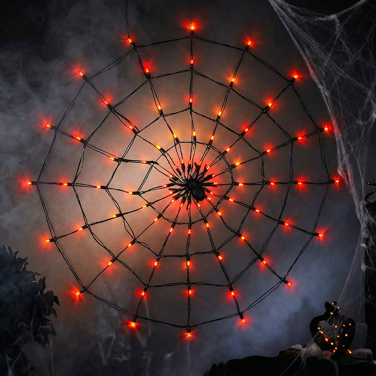 Telaraña LED Decorativa 120cm 80 LEDs Interior/Exterior Halloween | Livarno Home