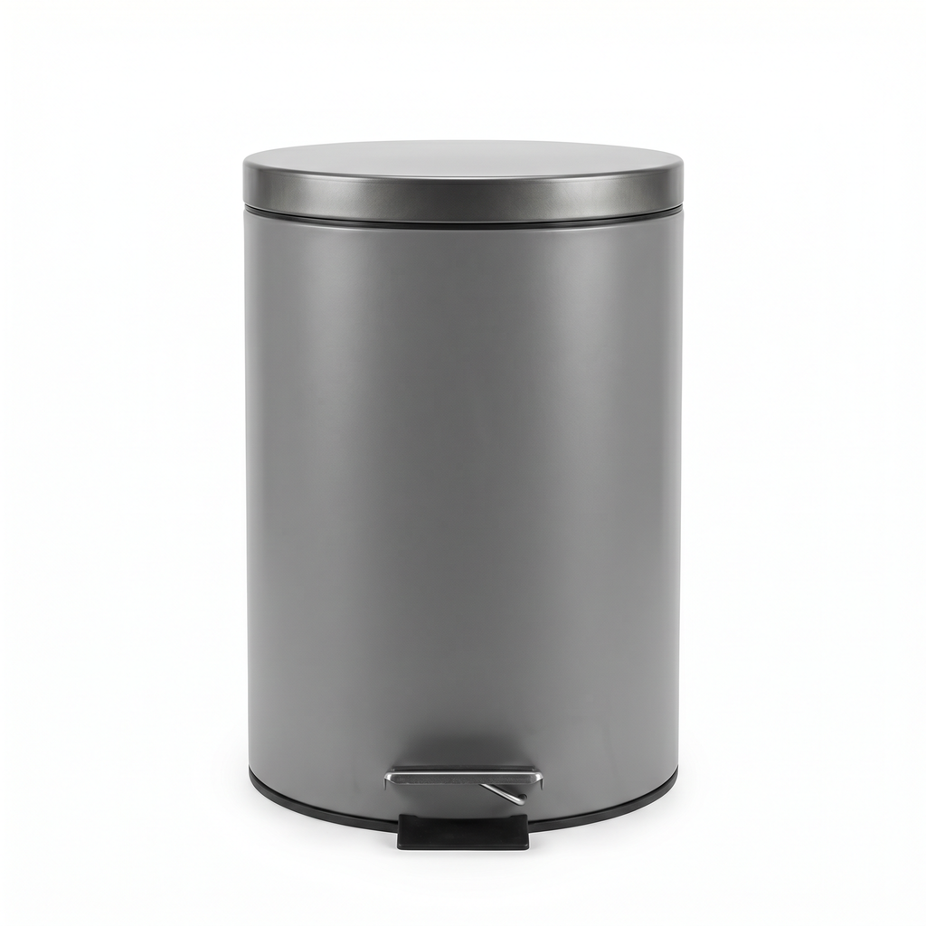 Papelera de Oficina Vilagrasa MET-01 — 01 Papelera De 64L. Con Tapa Y Pedal En Color Gris