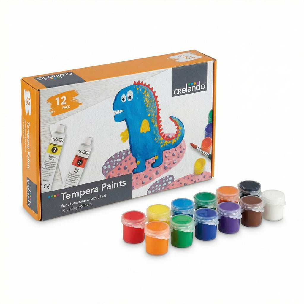 Set 12 Pinturas Témpera Infantil Dinosaurio - Crelando