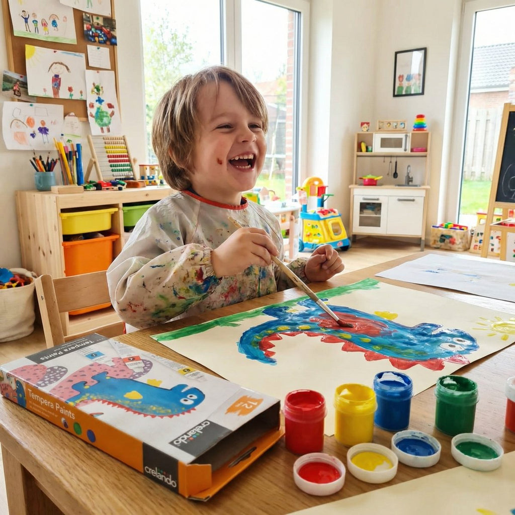 Set 12 Pinturas Témpera Infantil Dinosaurio - Crelando