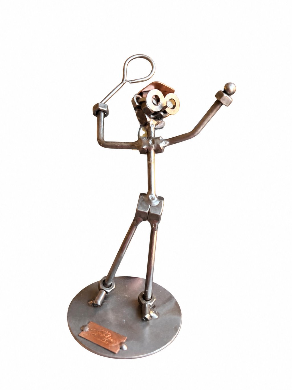 Figura Artesanal de Metal — Tenista en Acción