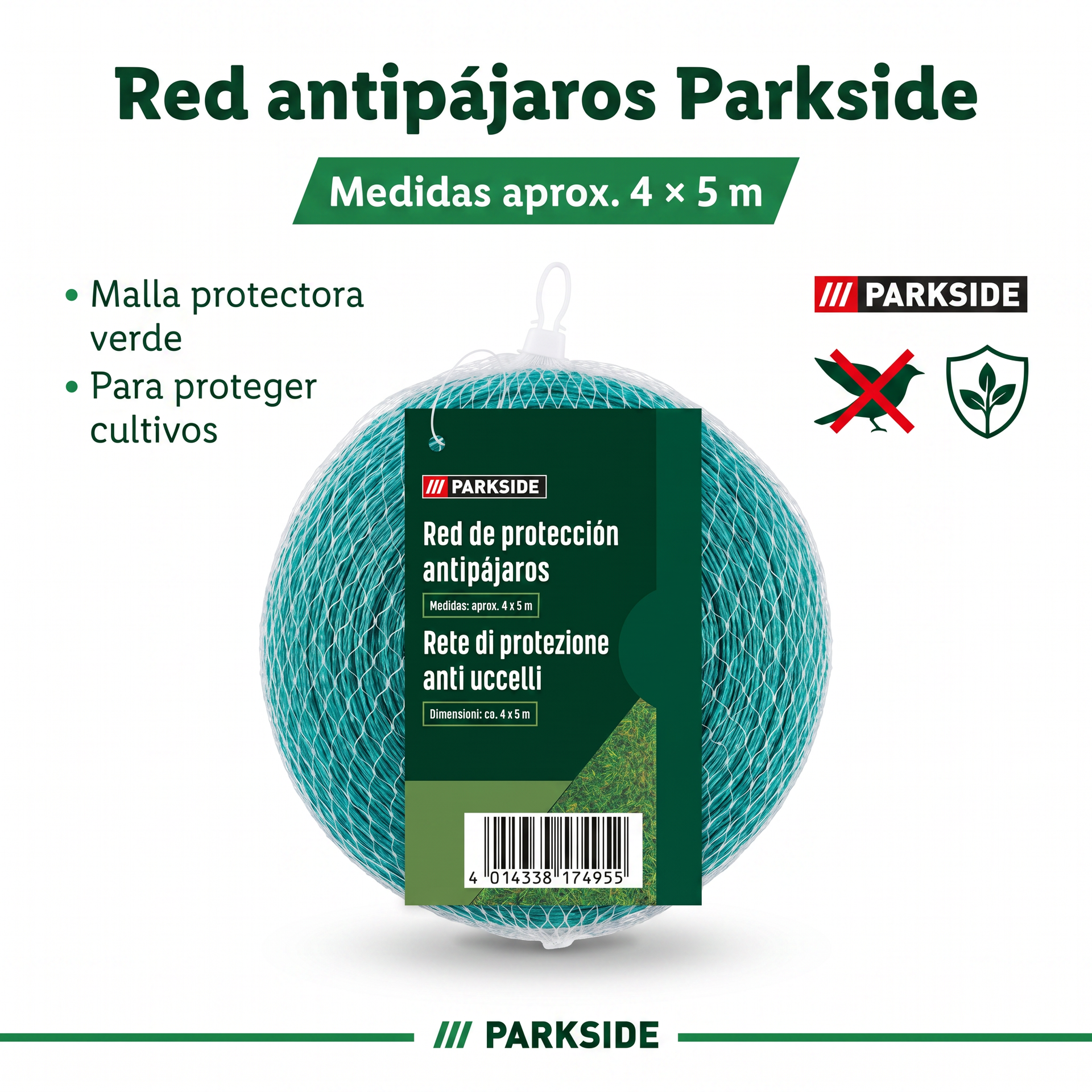 Parkside Red de Protección Antipájaros 4 × 5 m