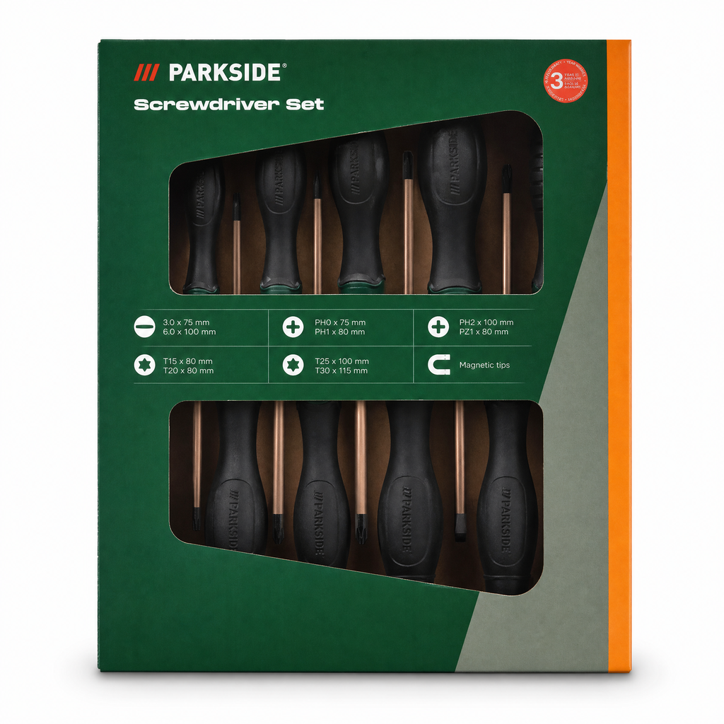 Parkside juego de destornilladores en caja expositor con ventana