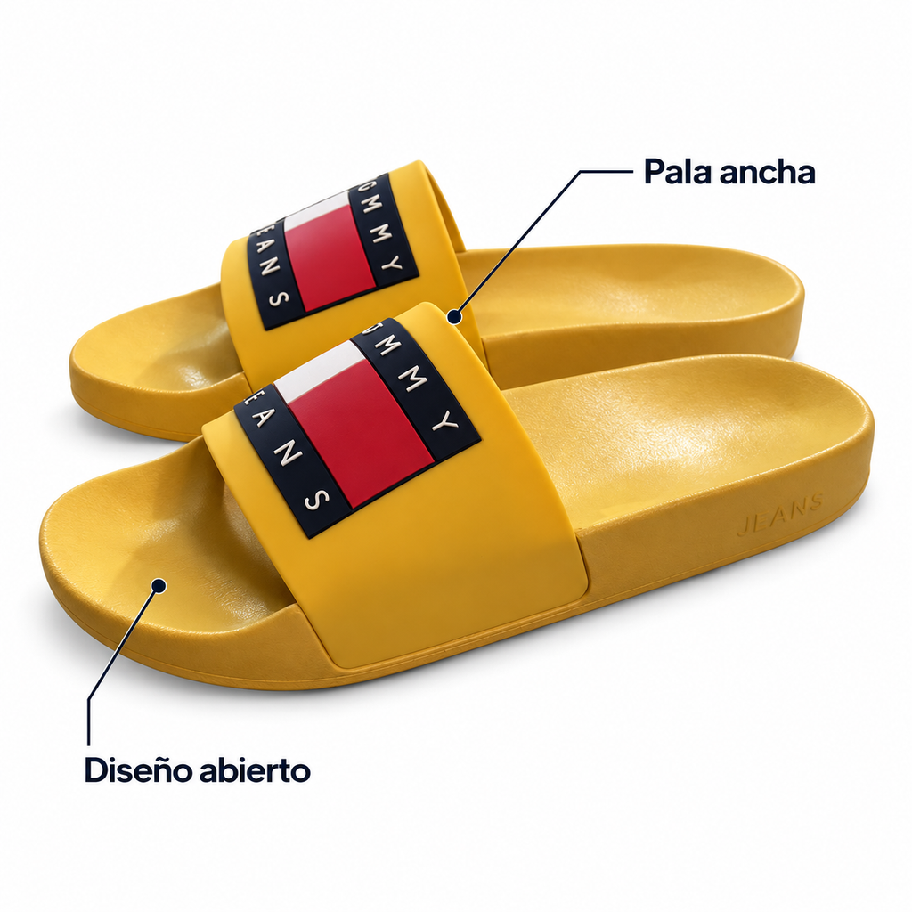 Chanclas Tommy Jeans mostaza talla 41 — pala ancha y diseño abierto