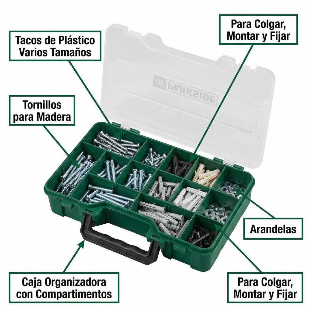 Surtido Tornillos, Tacos y Arandelas Caja Organizadora | Parkside