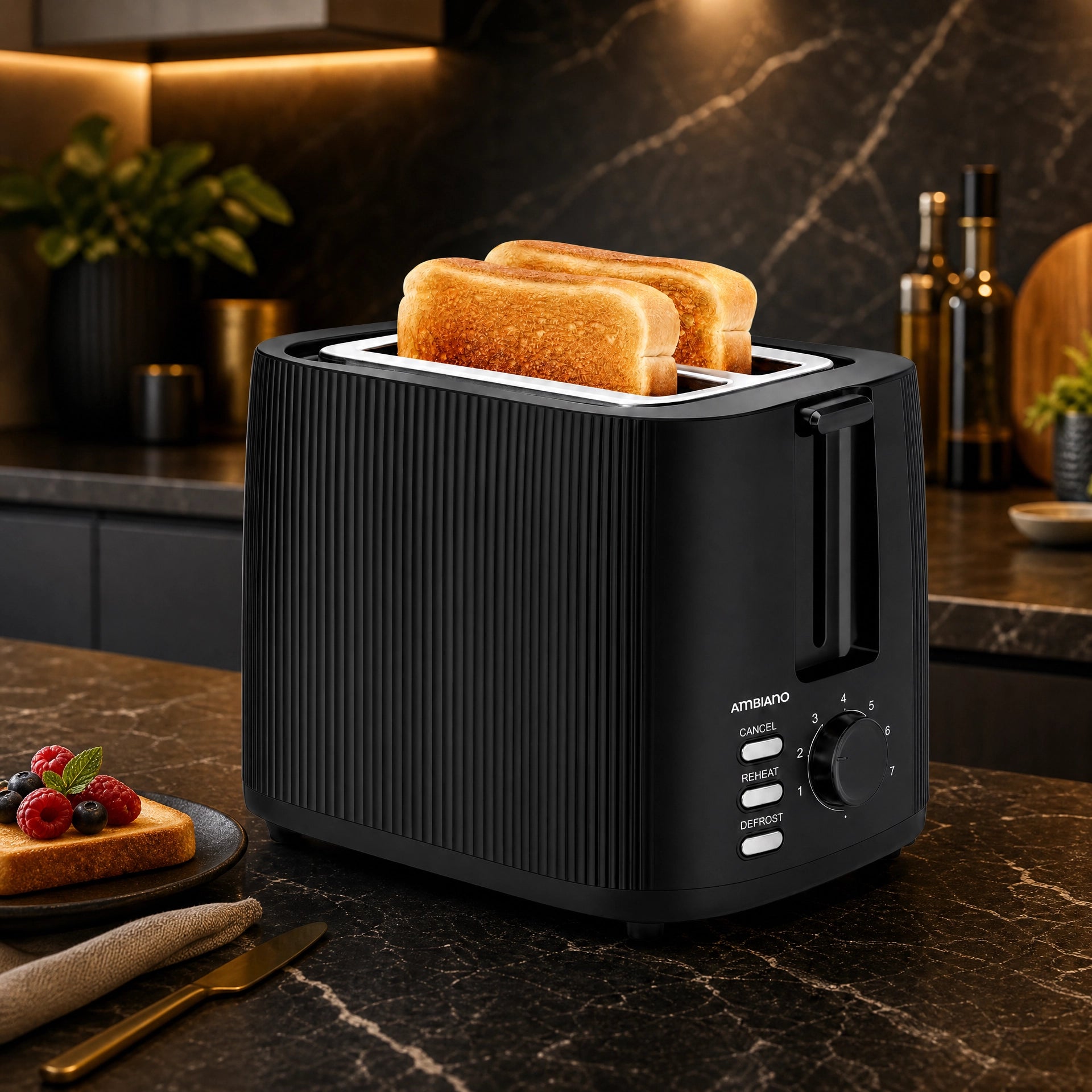 Tostadora 2 Ranuras Ambiano | Negra Premium 730-870W