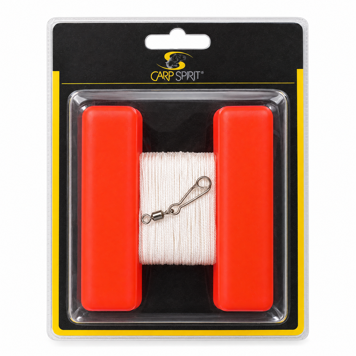 Carp Spirit Buoy Line Holder con soporte rojo, cordón blanco y mosquetón