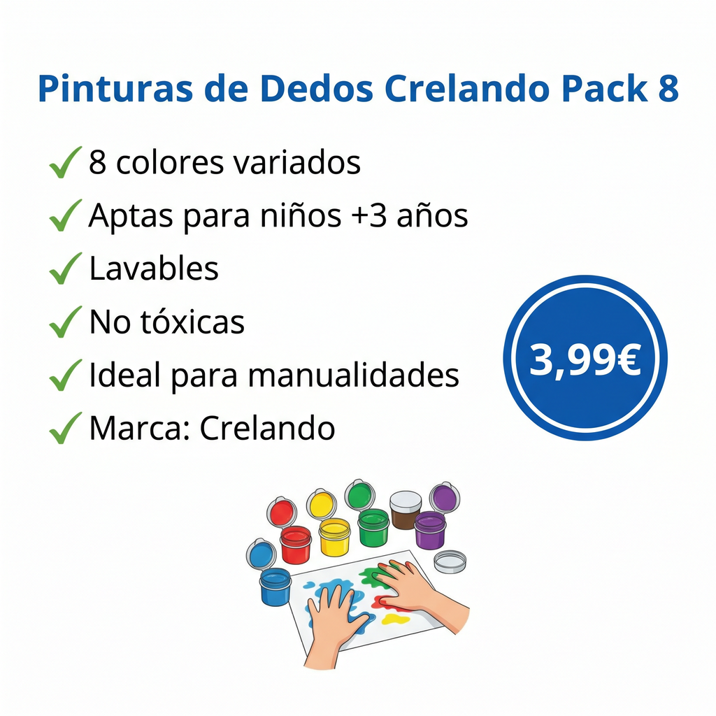 Pinturas de Dedos Crelando — Pack 8 Colores