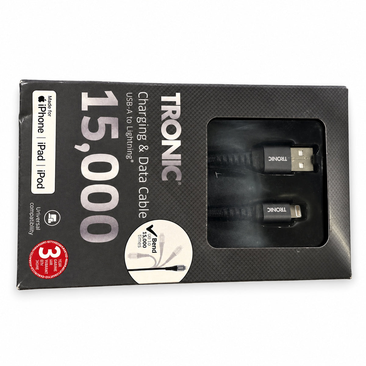 TRONIC cable negro USB-A a Lightning en caja original