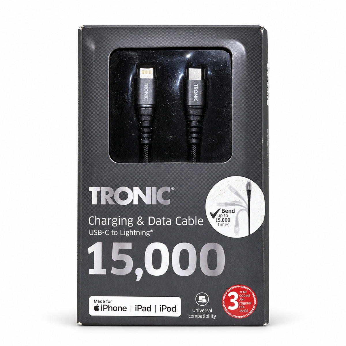 TRONIC Cable negro USB-C a Lightning en caja original