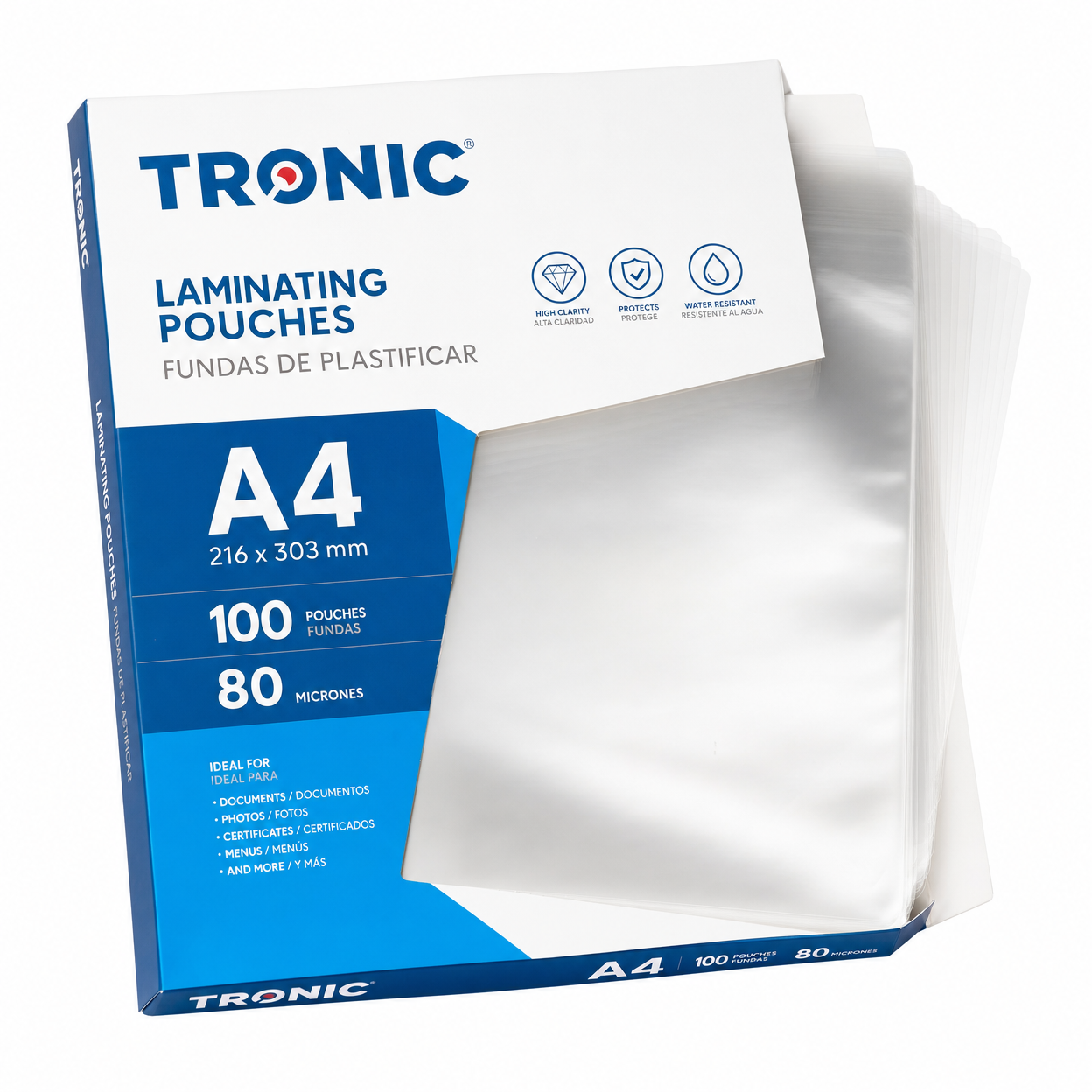 Fundas de Plastificar A4 Tronic — 100 uds, 80 Micras
