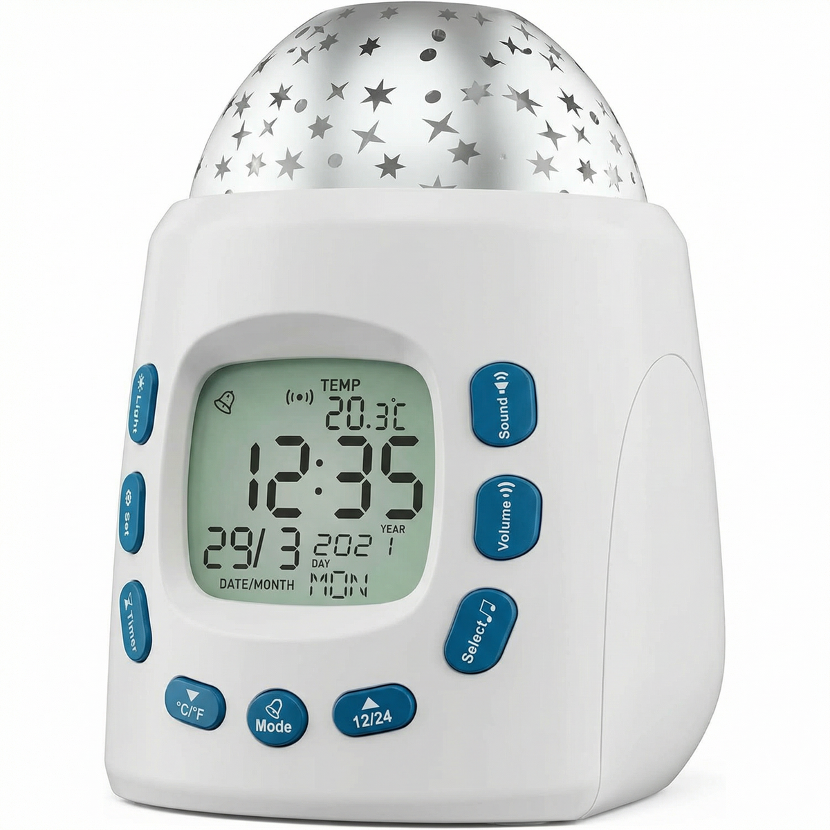 Reloj Despertador Proyector con Cielo Estrellado y Luz Nocturna LCD | Tronic