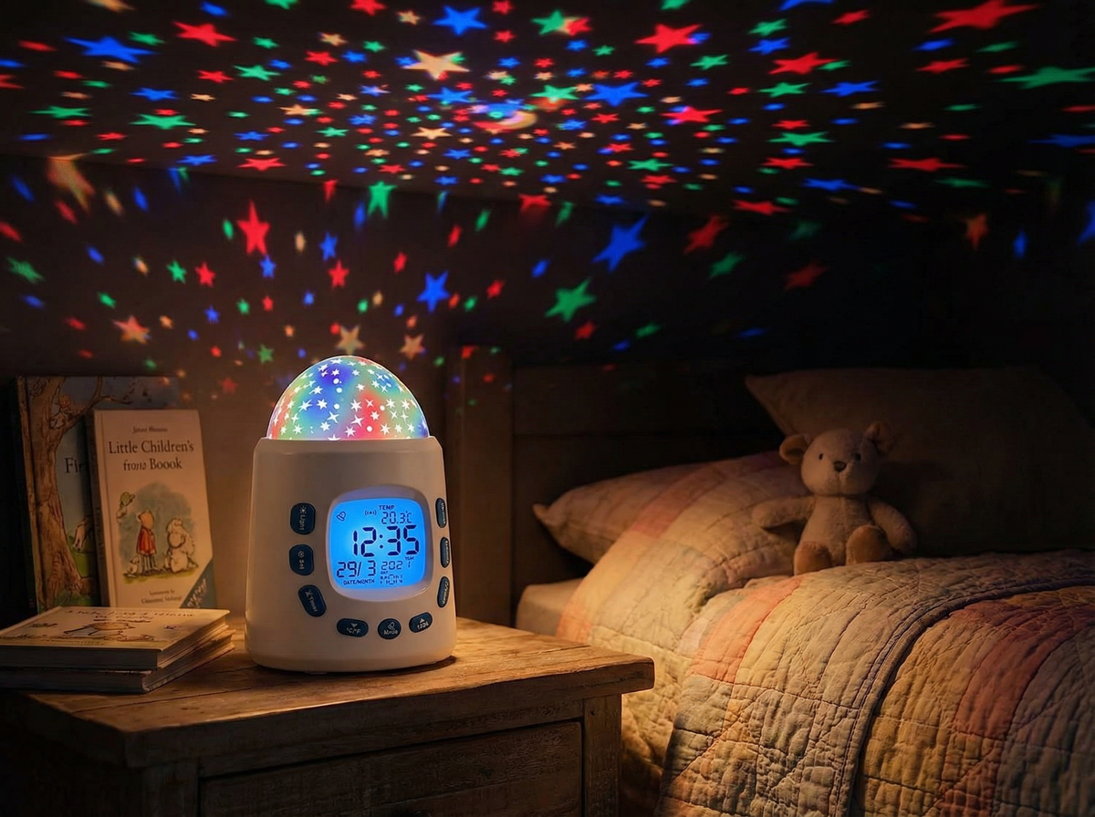 Reloj Despertador Proyector con Cielo Estrellado y Luz Nocturna LCD | Tronic