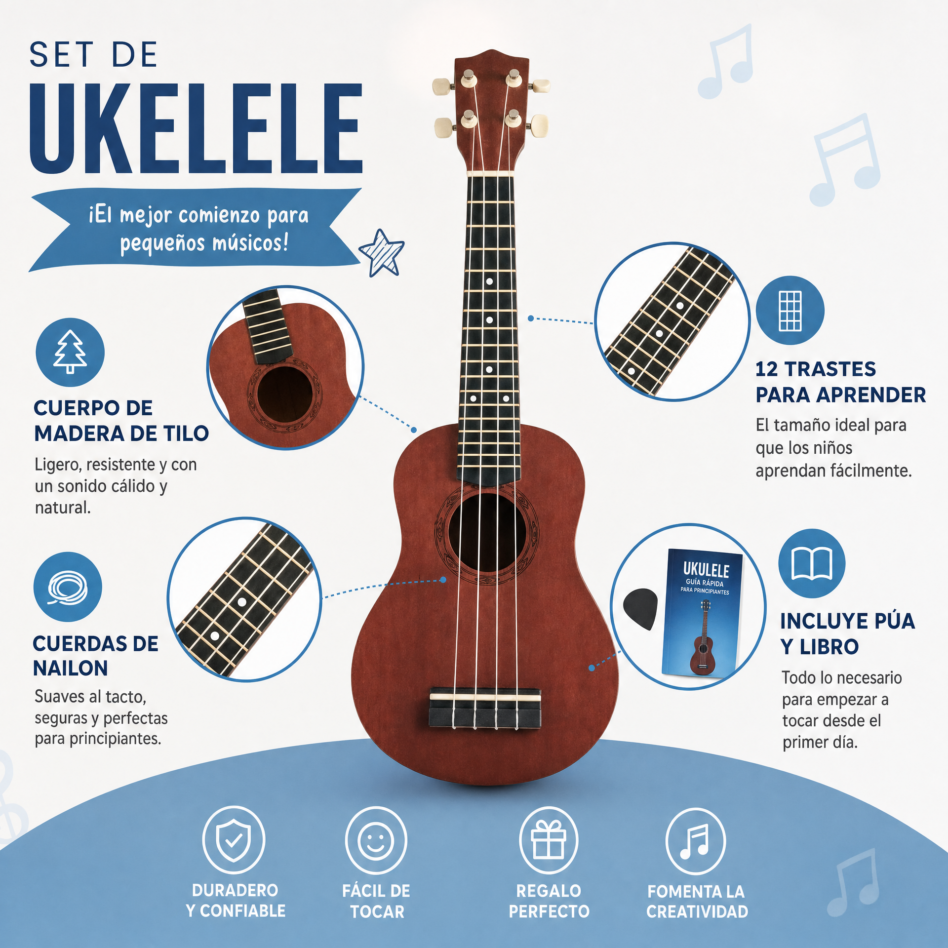 Set infantil de ukelele con accesorios