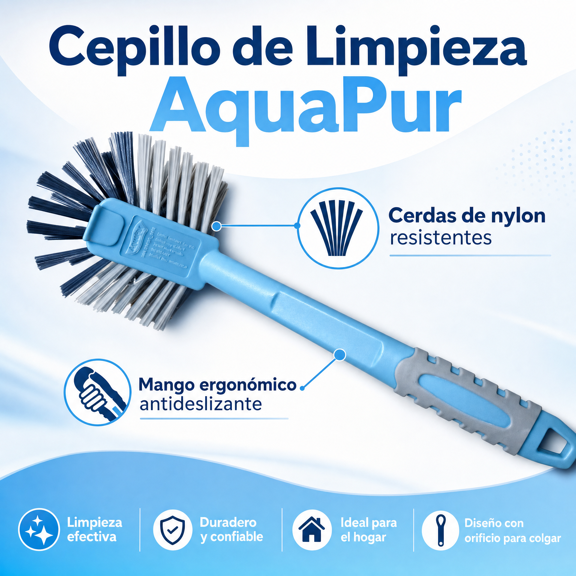 Cepillo de Mano AquaPur para Limpieza con Cerdas de Nylon