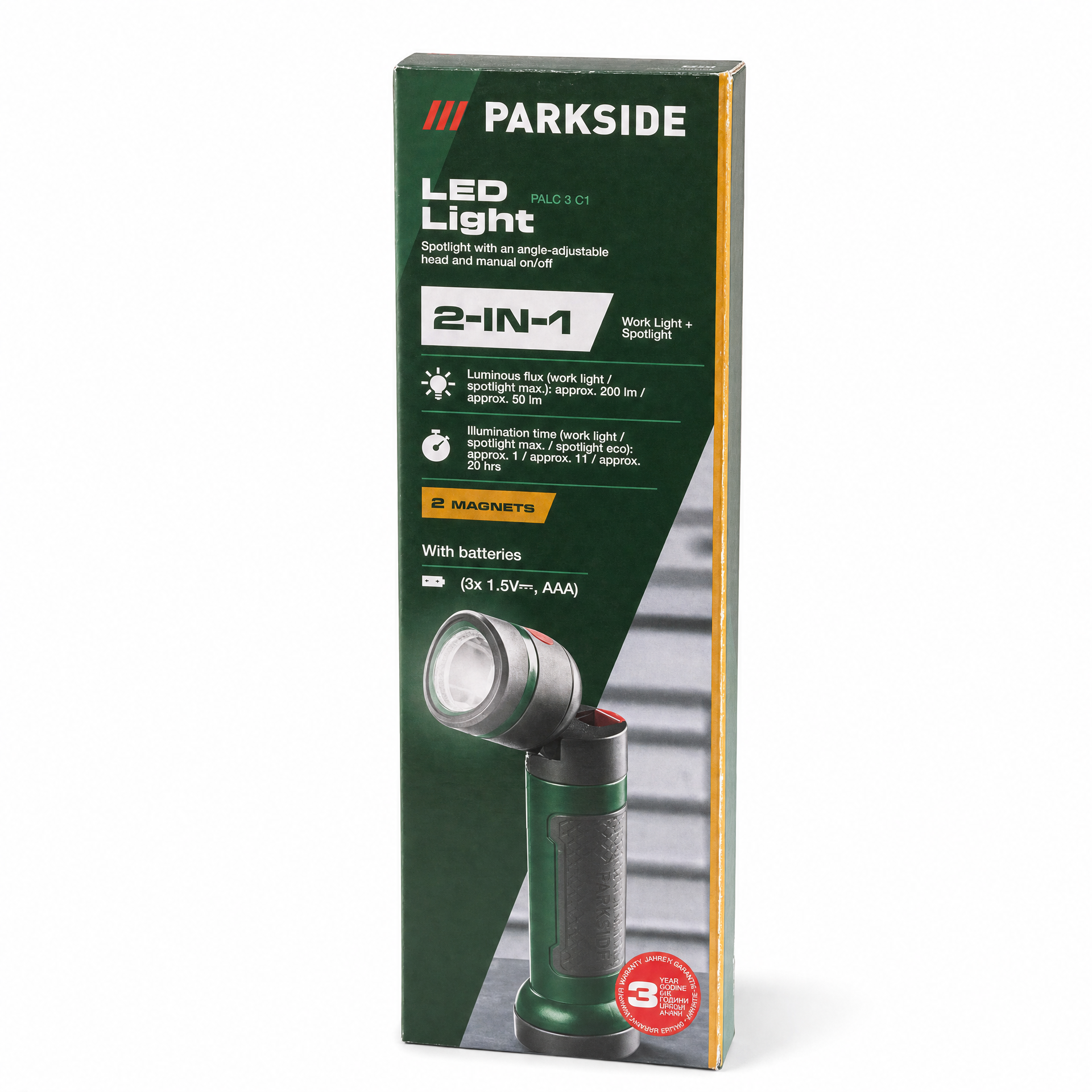 Parkside Linterna de Trabajo LED 2 en 1 PALC 3 C1