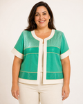 Chaqueta con Lentejuelas Verde y Coral · Tallas 38–48 | ANANY