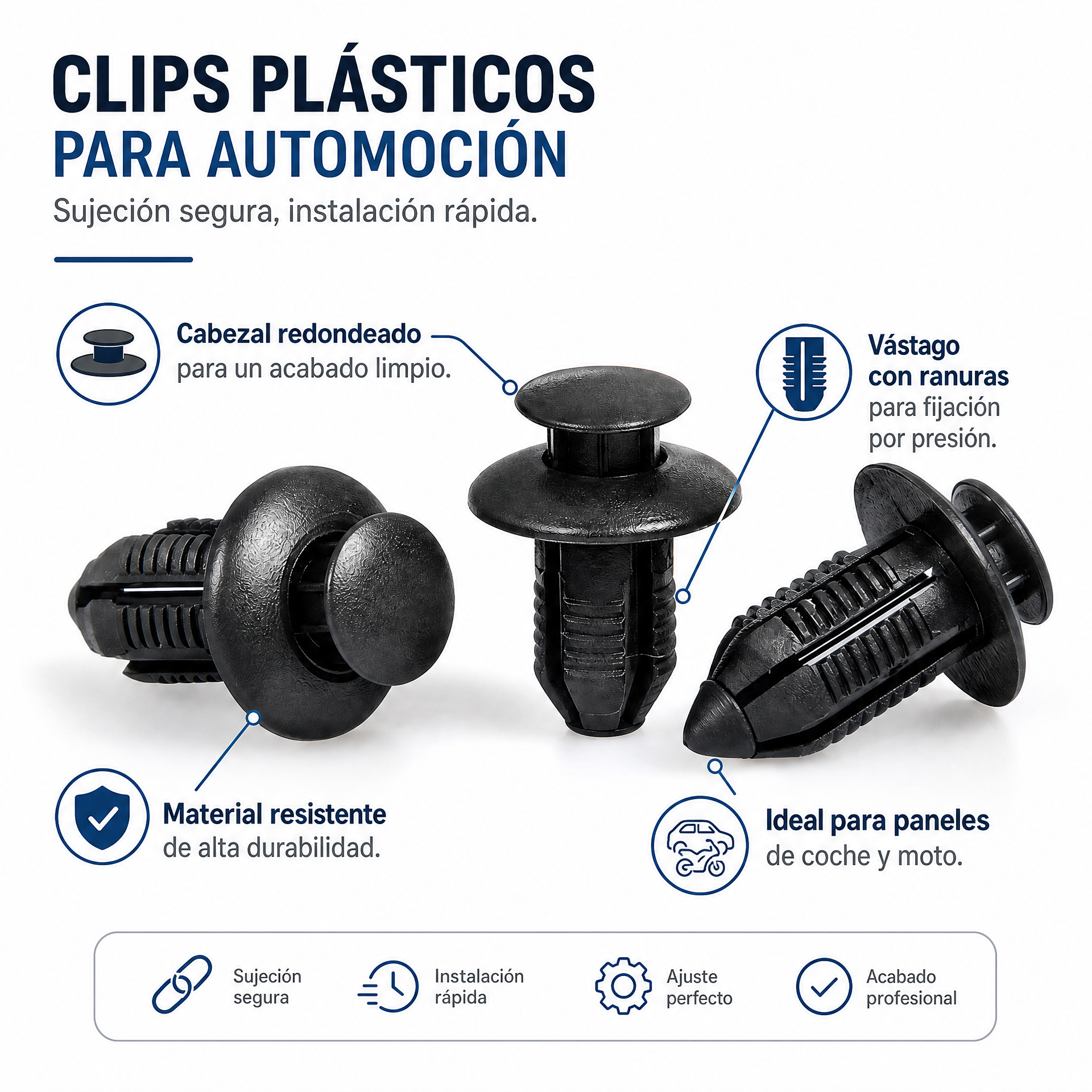 Clips de sujeción negros para paneles