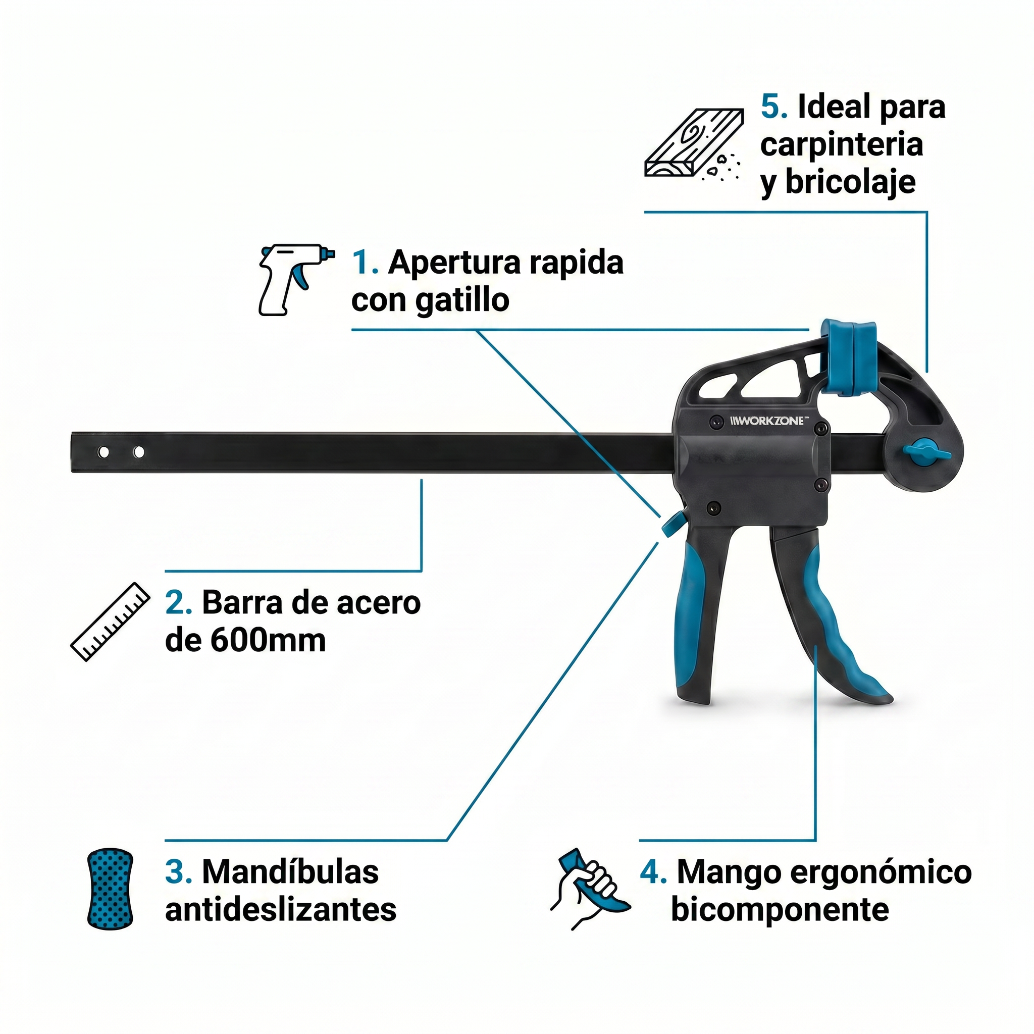 Sargento de Apriete Rápido 600mm Workzone