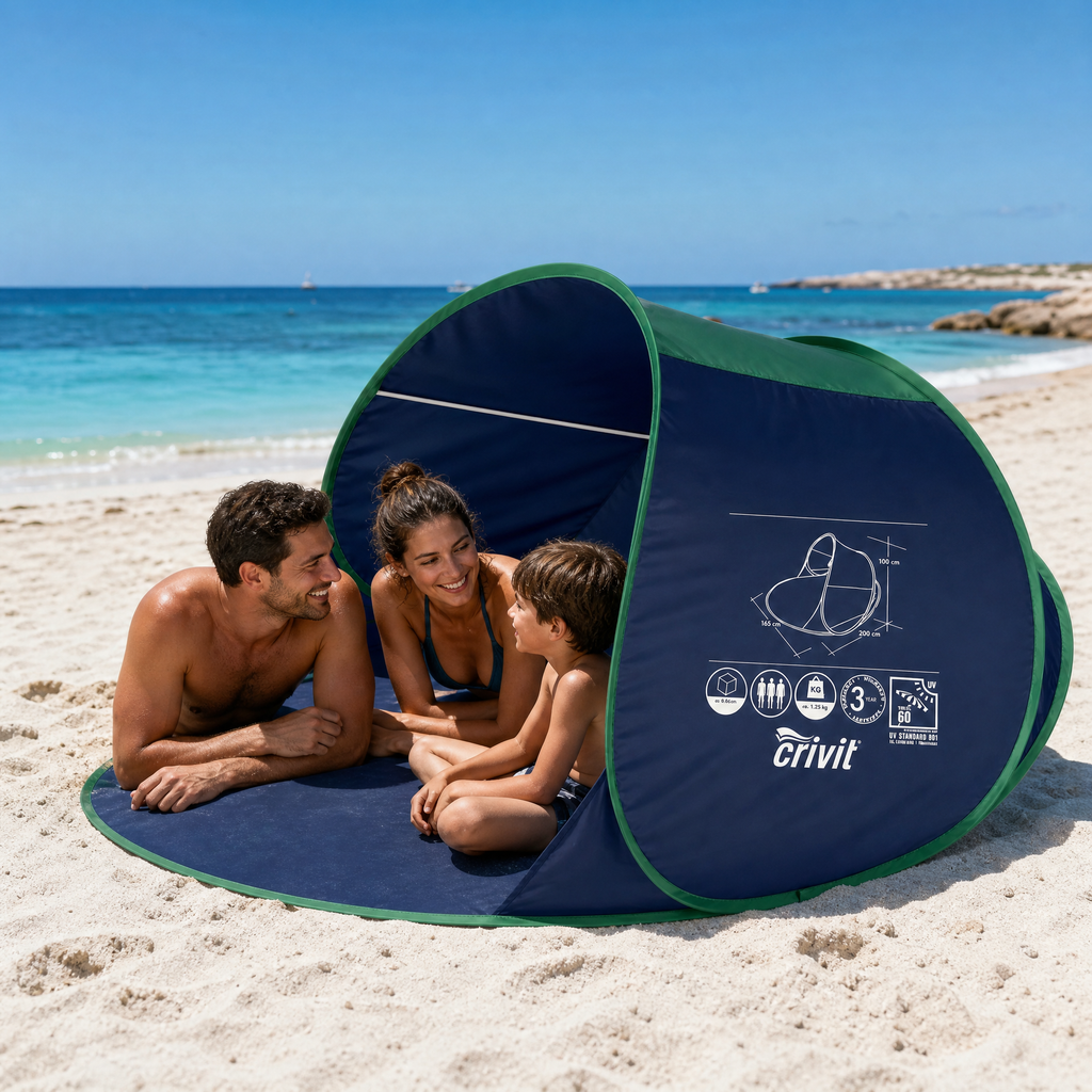 Paraviento de playa pop-up protección UV Protect 60 para 3 personas, garantía 3 años