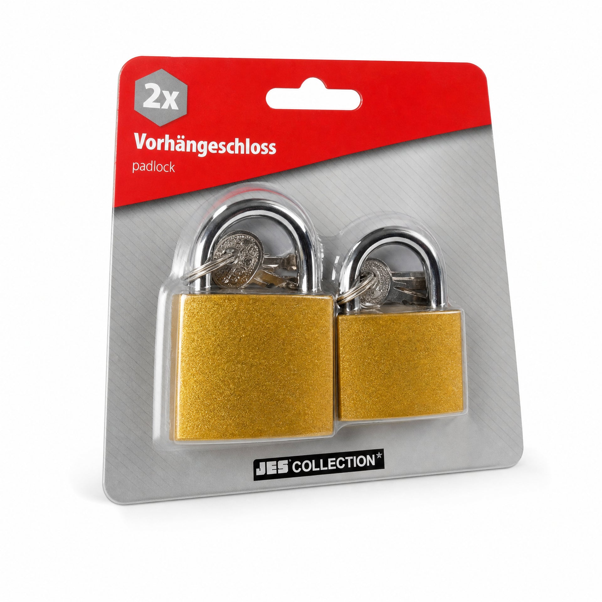 Set de 2 candados dorados, uno grande y uno pequeño, con llaves incluidas
