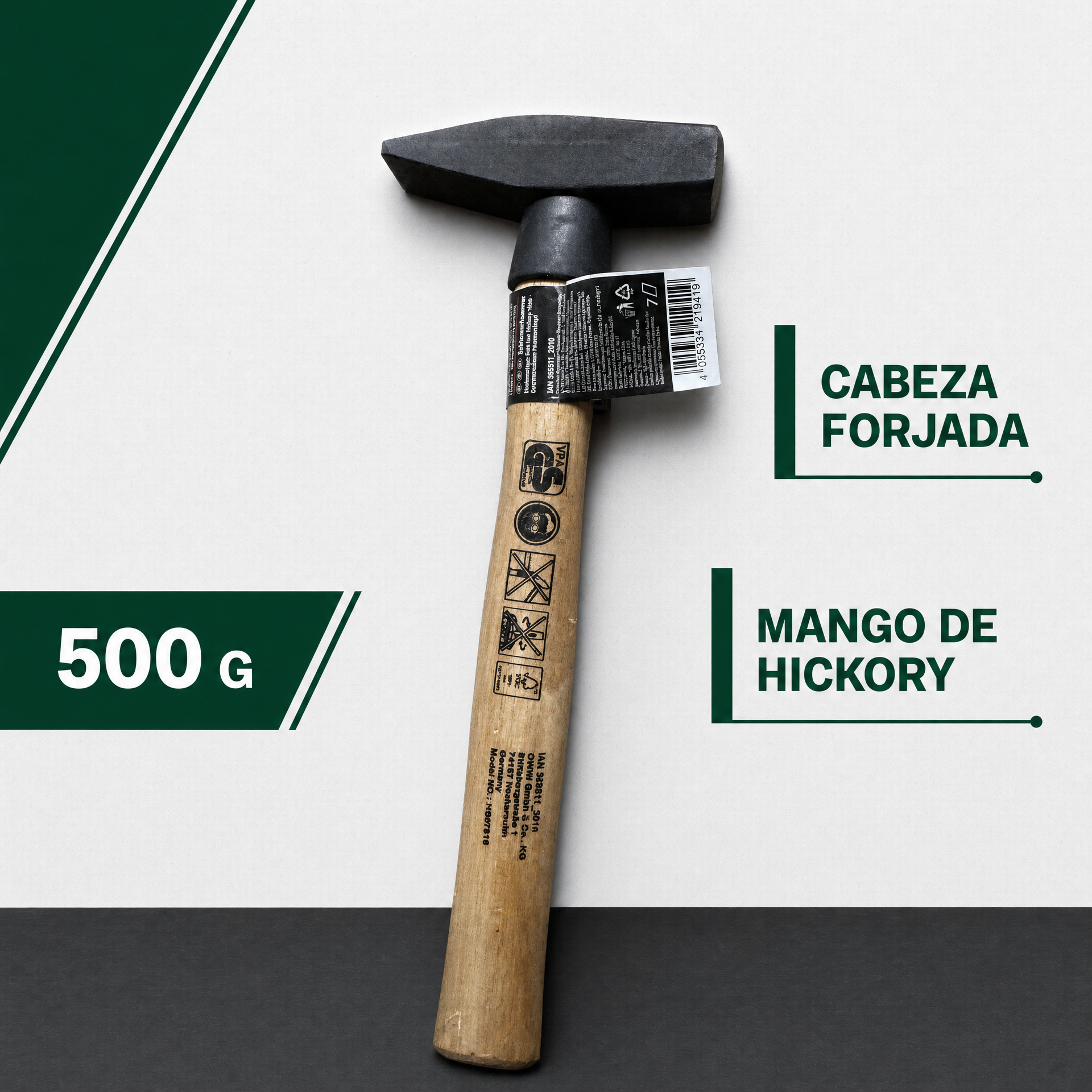 Martillo de Cerrajero Parkside 500 g con Mango de Hickory