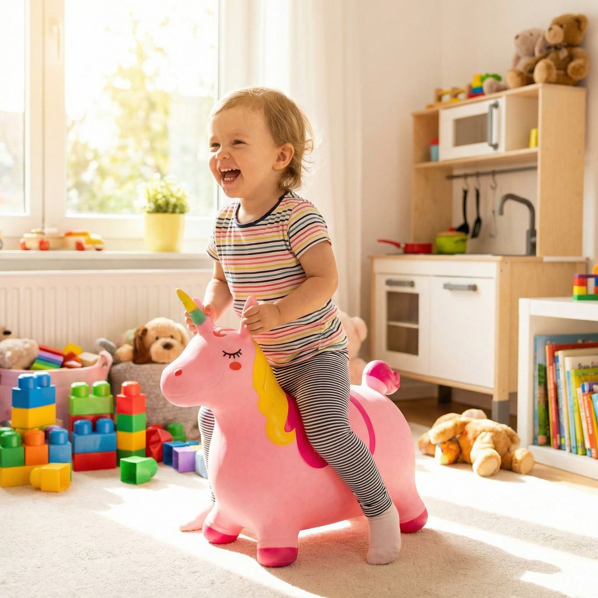 Animal Saltarín Unicornio Hinchable Rosa - Playland