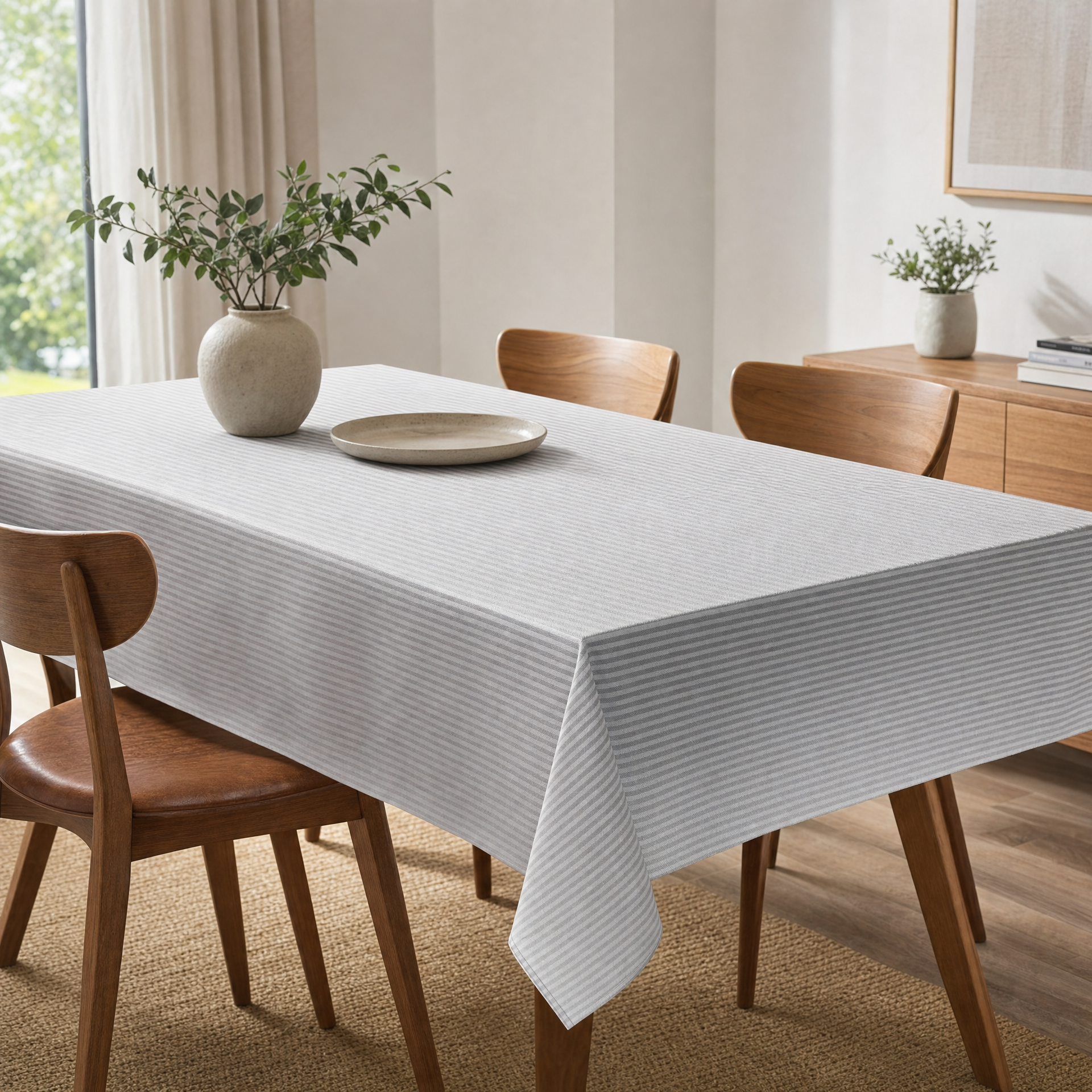 Mantel Livarno Home a Rayas Grises y Blancas 130x160cm