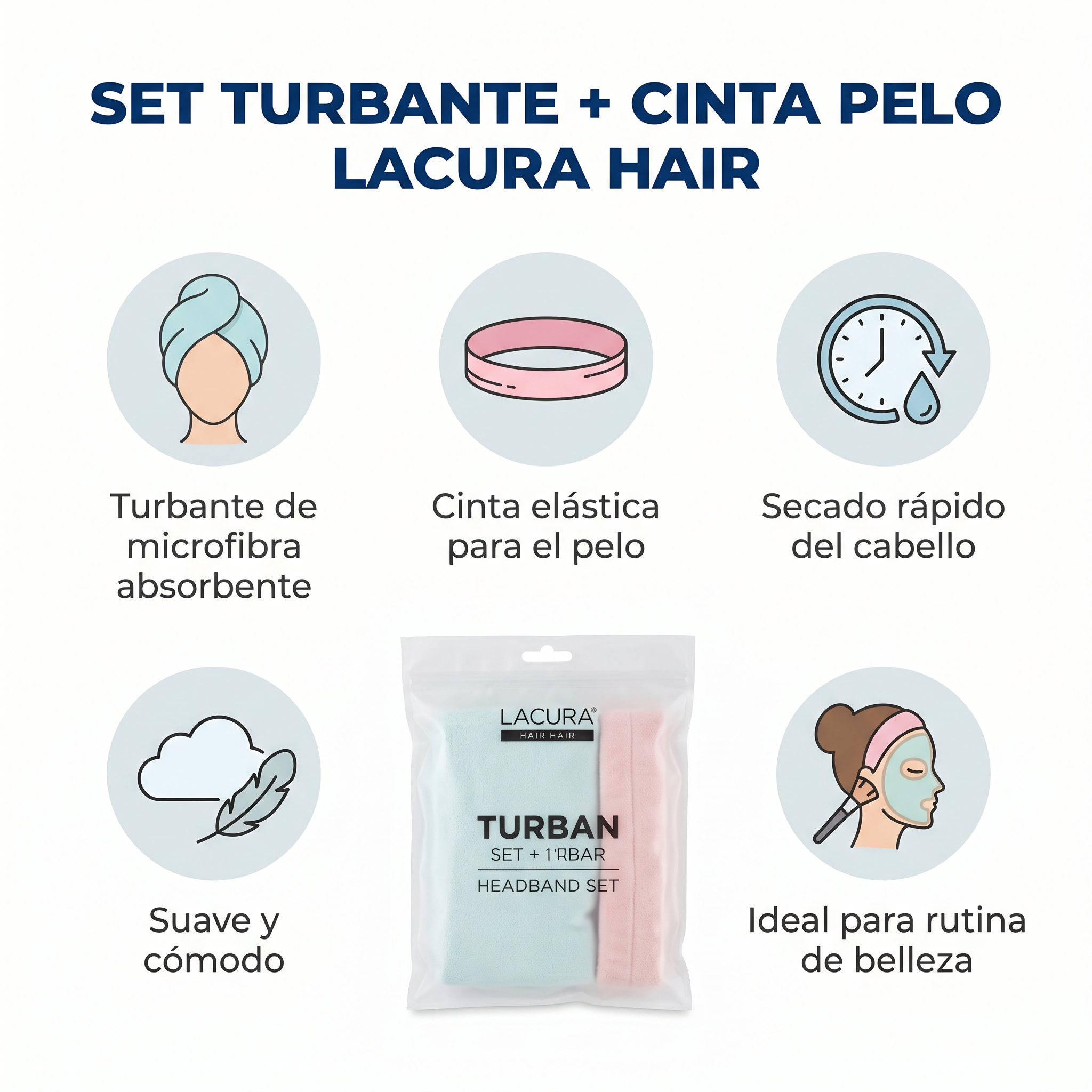 Set Turbante + Cinta Pelo Lacura Hair