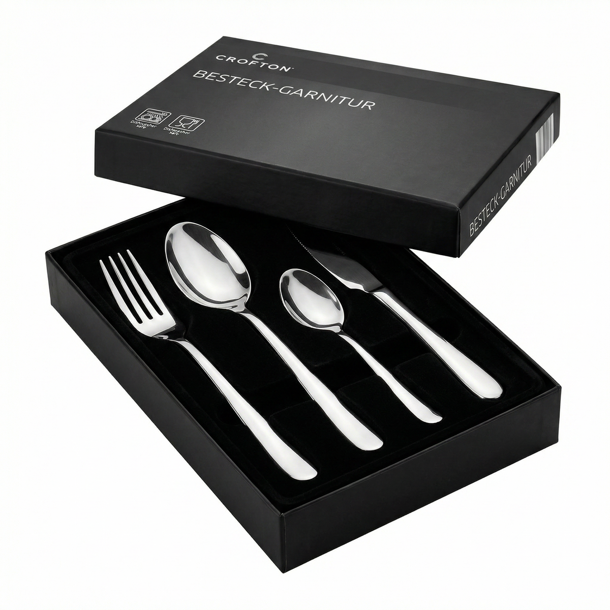 Cubertería Crofton Acero Inoxidable — Tenedor, Cuchara, Cucharilla y Cuchillo
