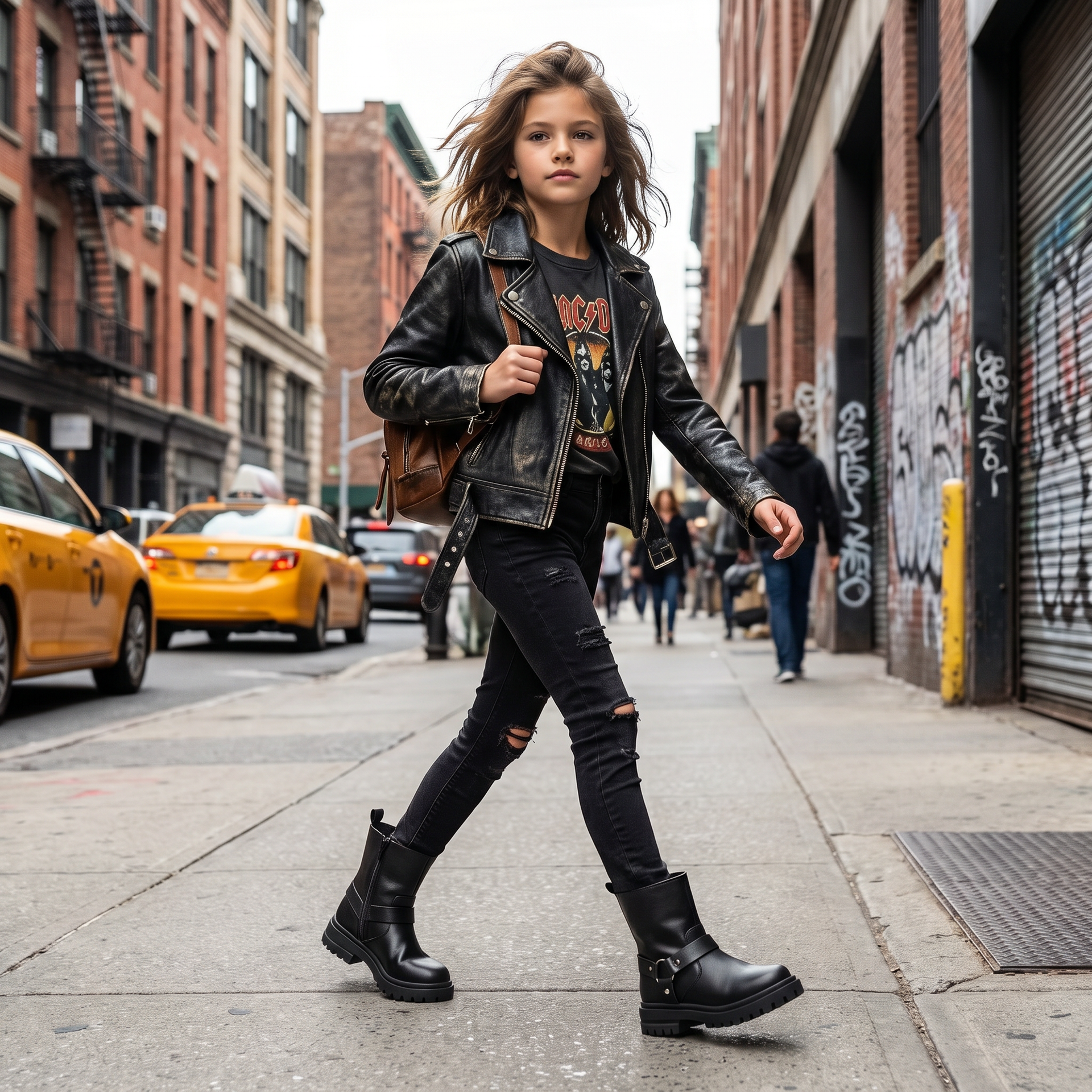 Botas Moteras Niña Negras — Estilo Biker con Hebilla y Cremallera