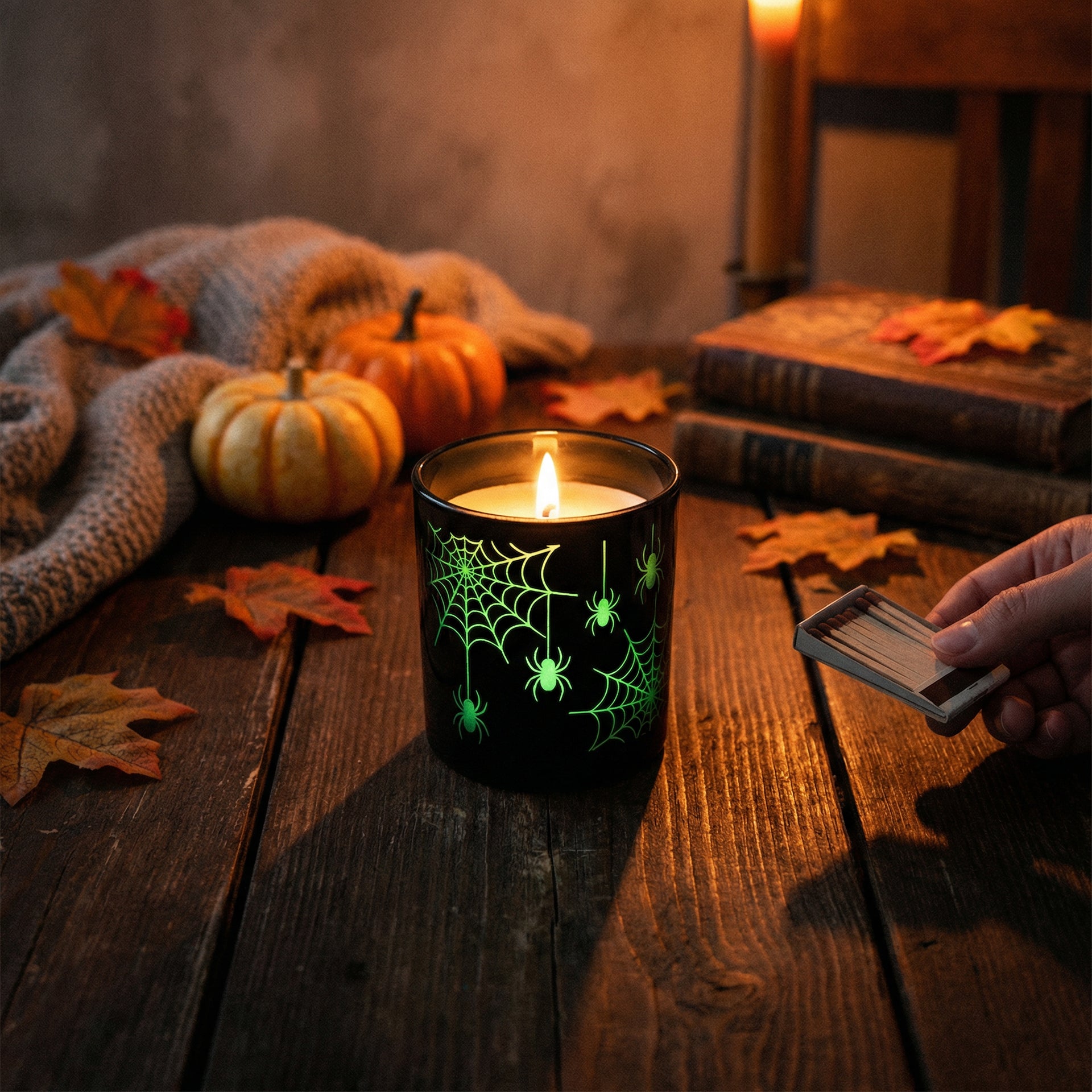 Vela Aromática en Tarro Halloween Dark Kiss Glow-in-the-Dark Ø8x9cm | Livarno Home