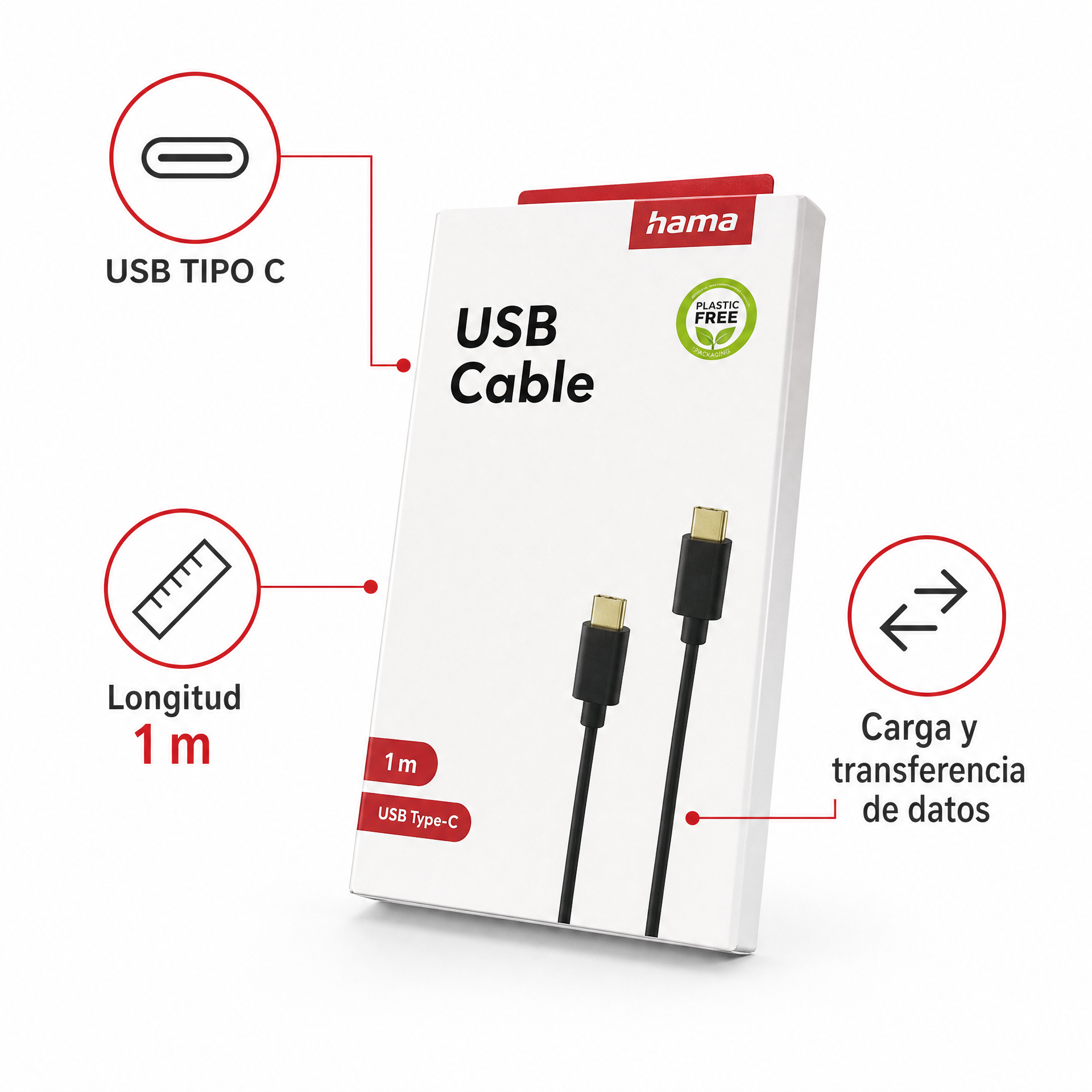 Hama Cable USB-C a USB-C 1 m — Negro