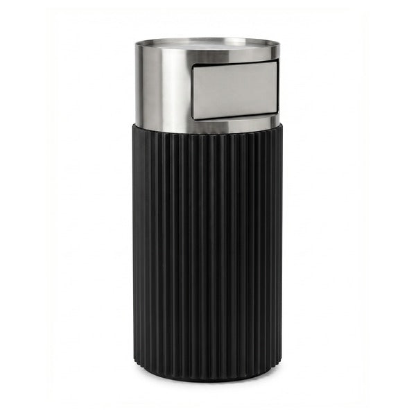 Papelera con Cenicero Vilagrasa Drac-CP — Negro/Acero Inoxidable 49L
