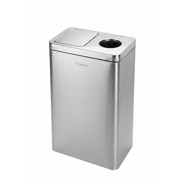 Papelera de Reciclaje Vilagrasa Ciclo CC-03 — Acero Inoxidable 118L Tolva + Orificio