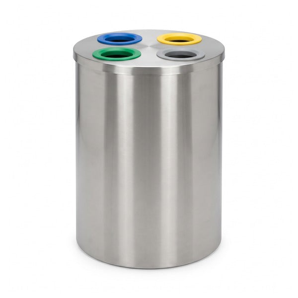 Papelera de Reciclaje Vilagrasa JUPITER-600/4 — 600/4 Inox Aisi304-Papelera 4 Residuos Ø628X895 Mm