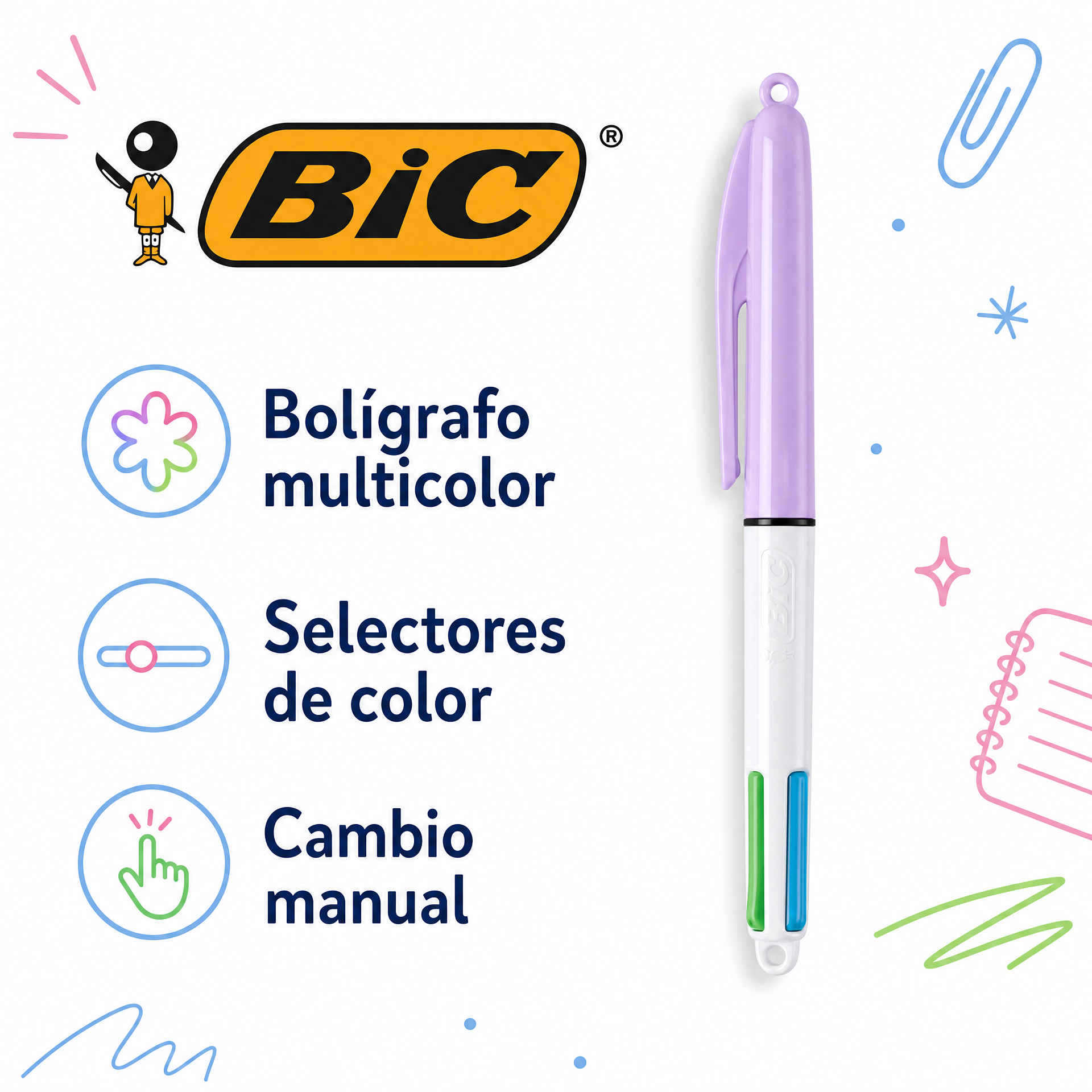 BIC bolígrafo multicolor con selectores de color