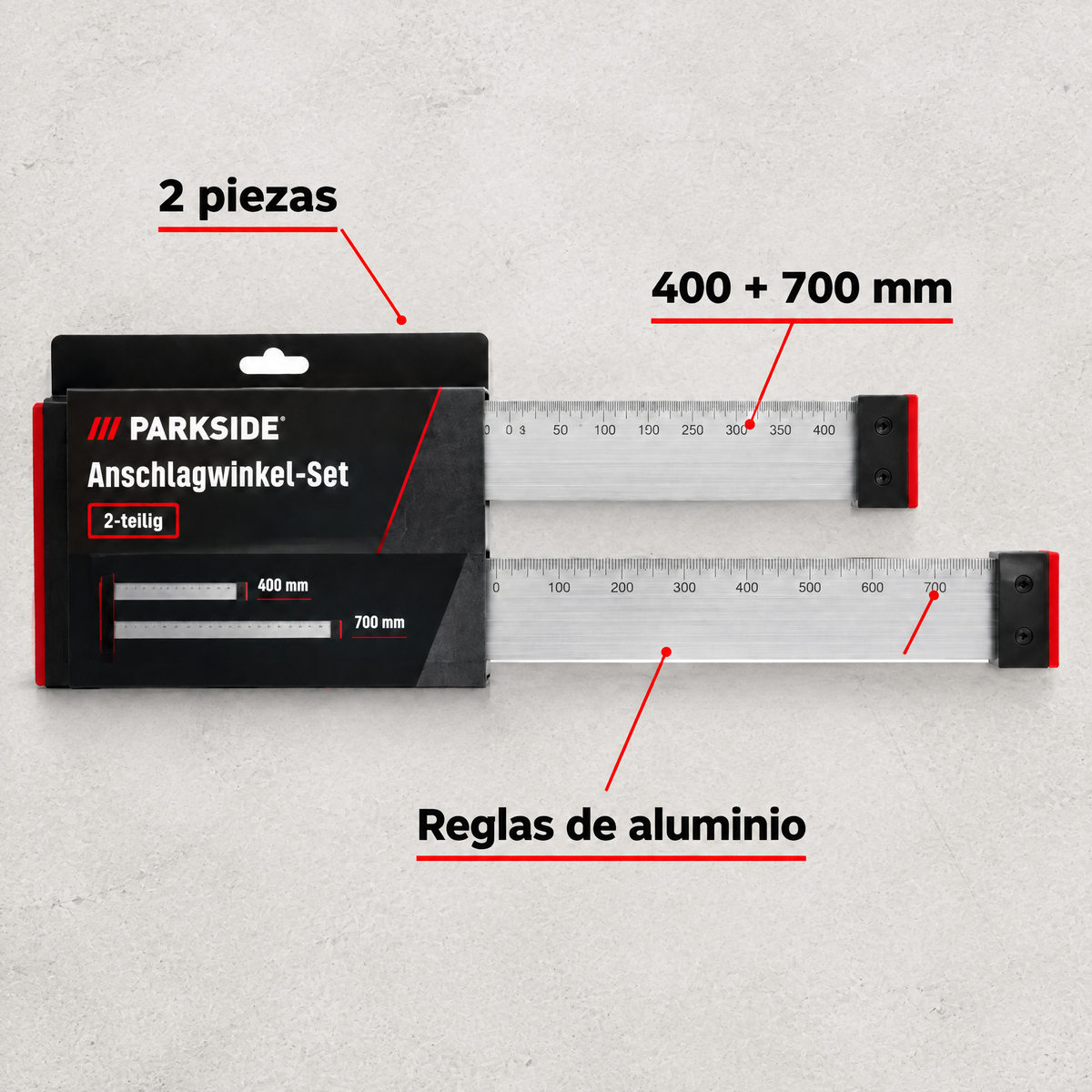 Juego de Escuadras de Tope PARKSIDE 400 + 700 mm