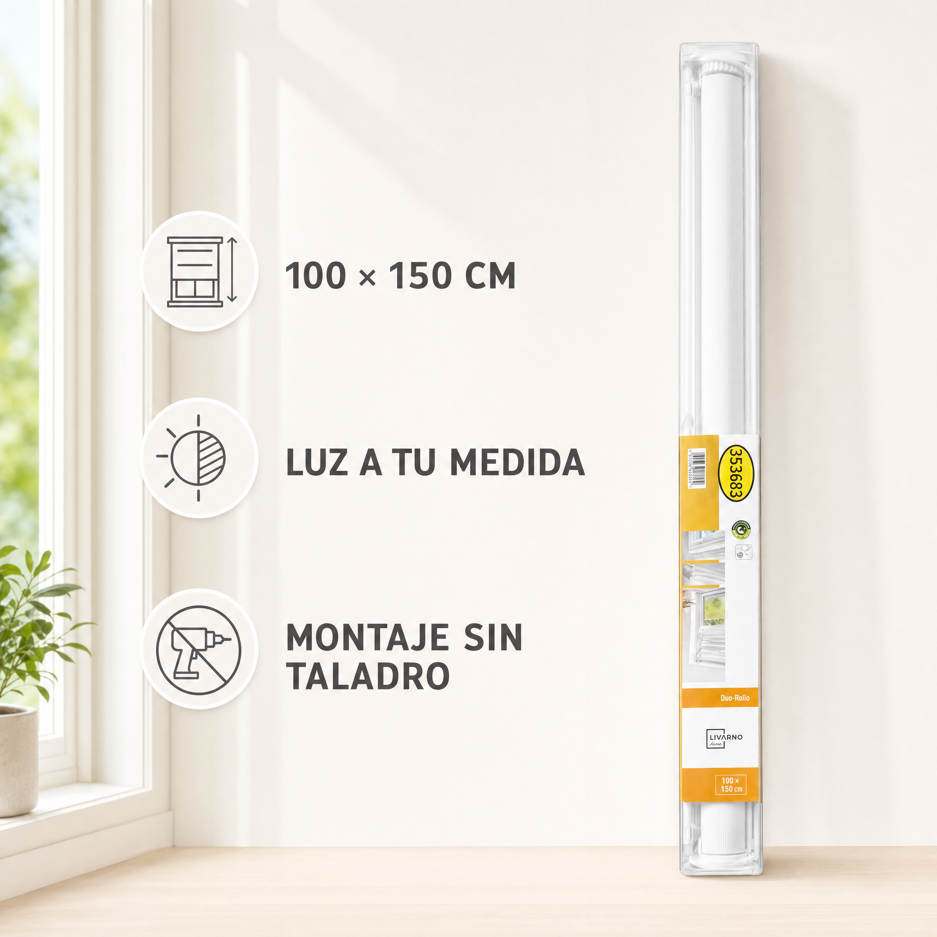 Livarno Home Estor Duo-Rollo Blanco 100 × 150 cm