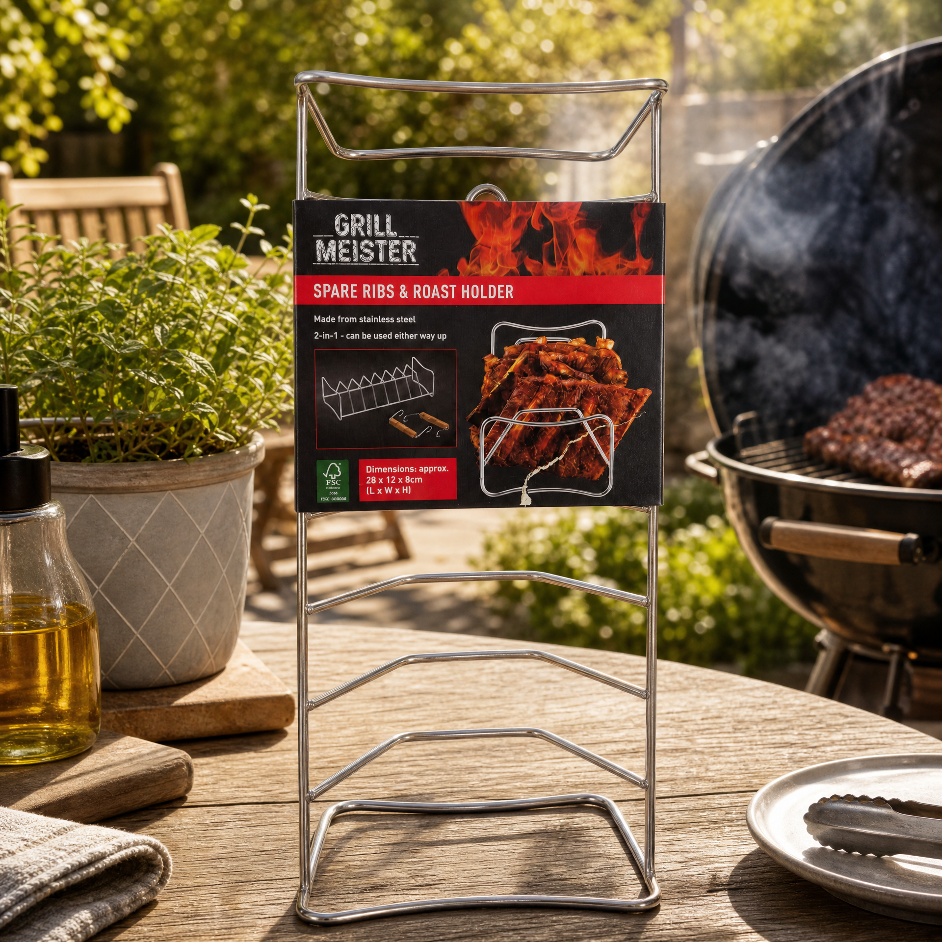 Grill Meister Soporte vertical para costillas de barbacoa