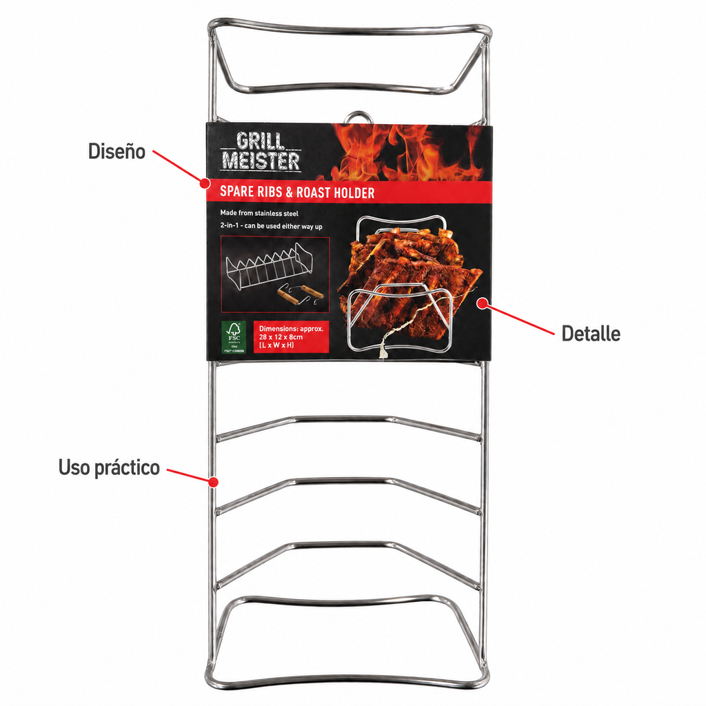 Grill Meister Soporte vertical para costillas de barbacoa