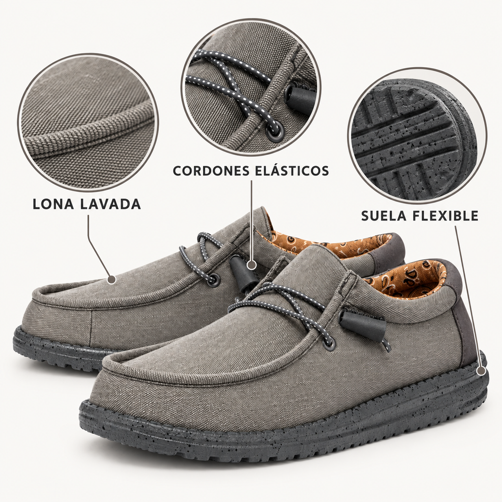 HEYDUDE Wally Washed Canvas Charcoal - características