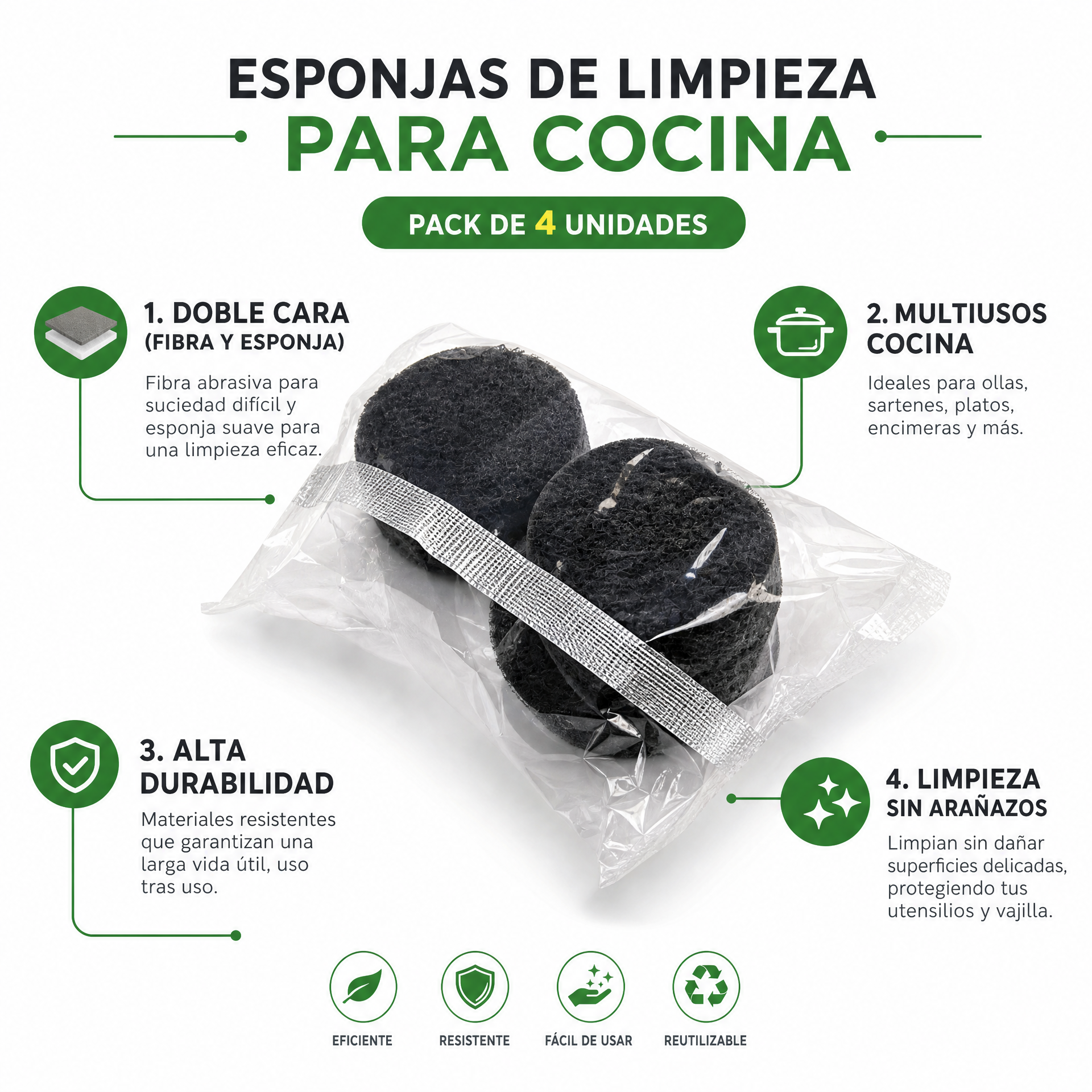 Pack Esponjas Limpieza Cocina Multiusos