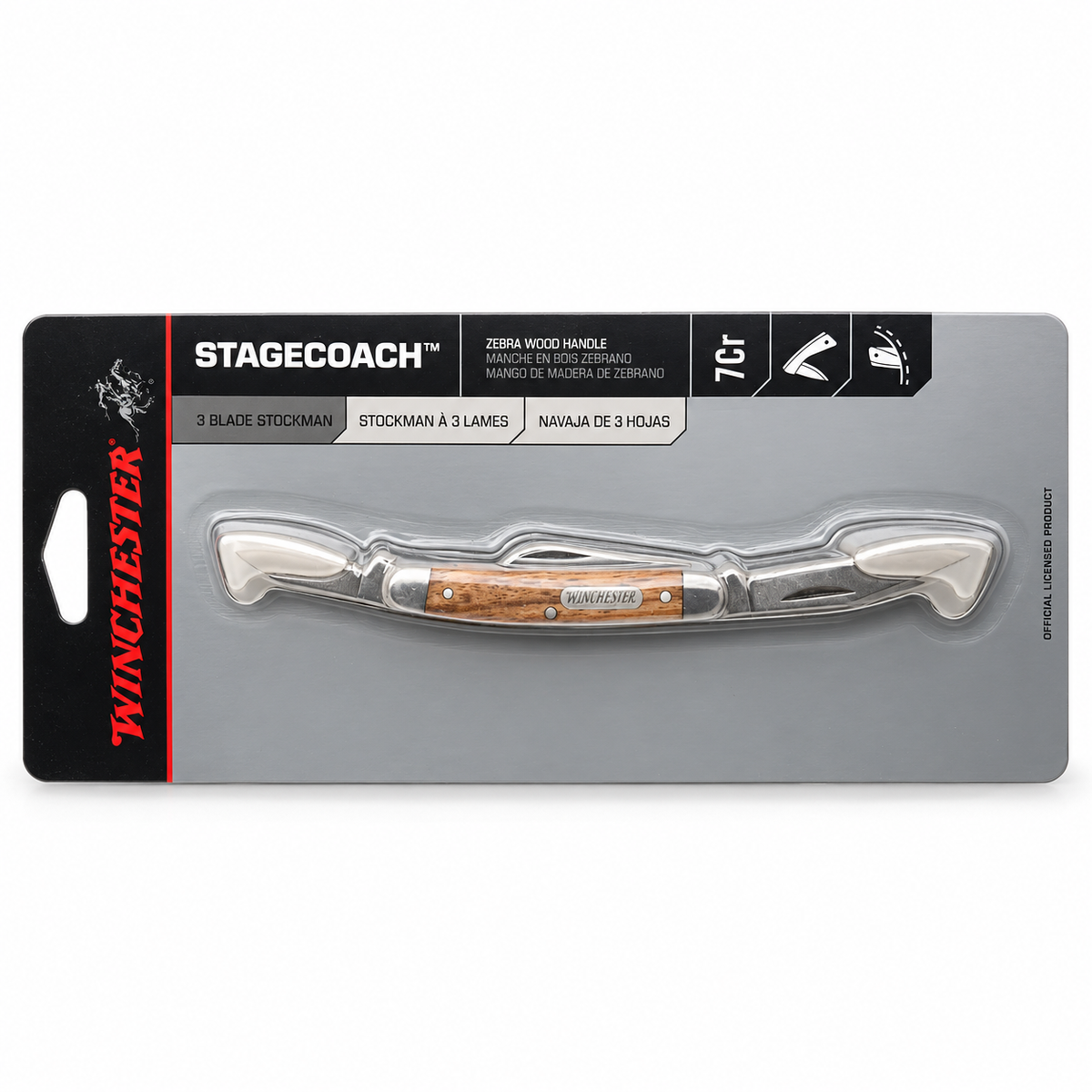 Winchester Stagecoach 3-Blade Stockman sobre fondo blanco
