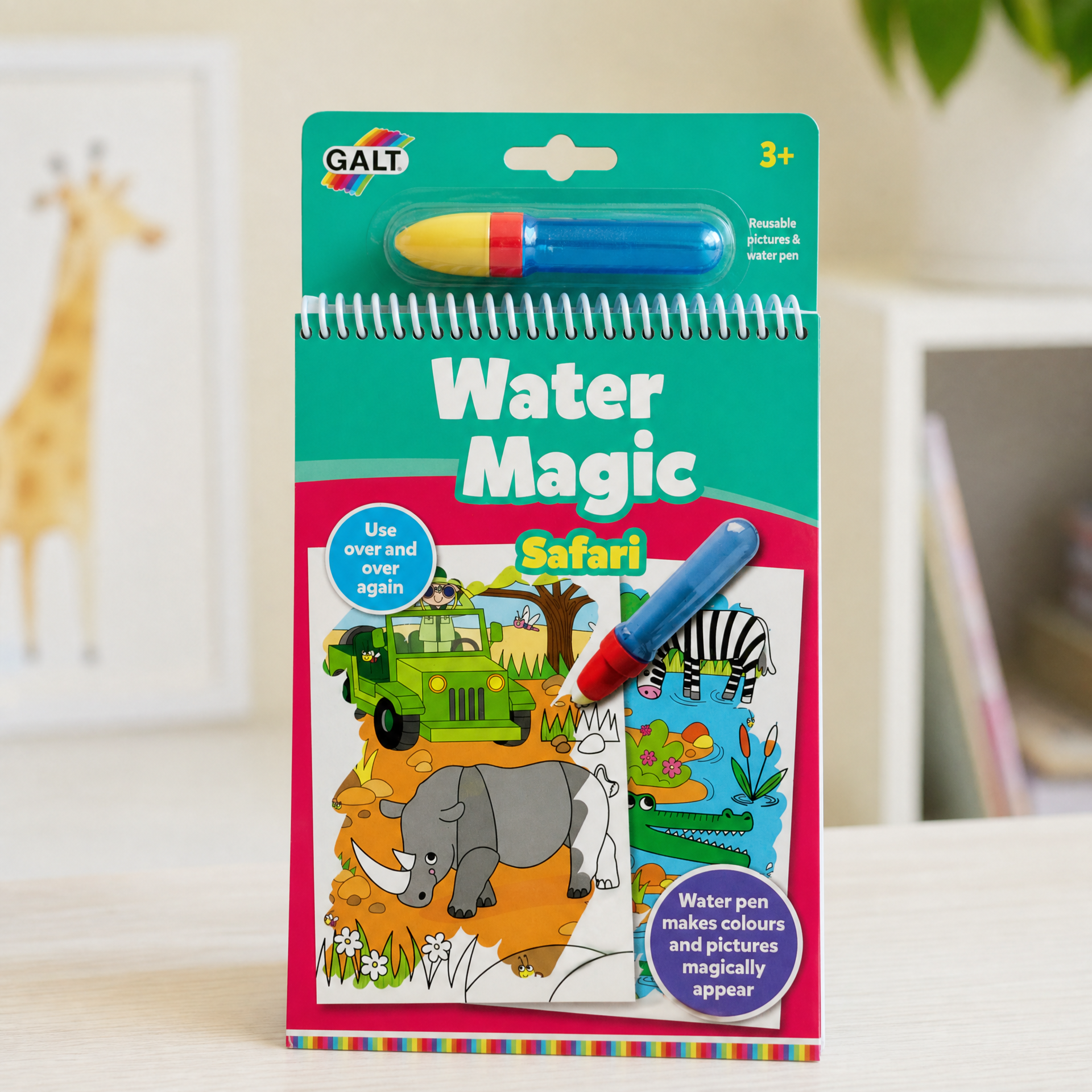 GALT cuaderno mágico de agua Safari con rotulador de agua