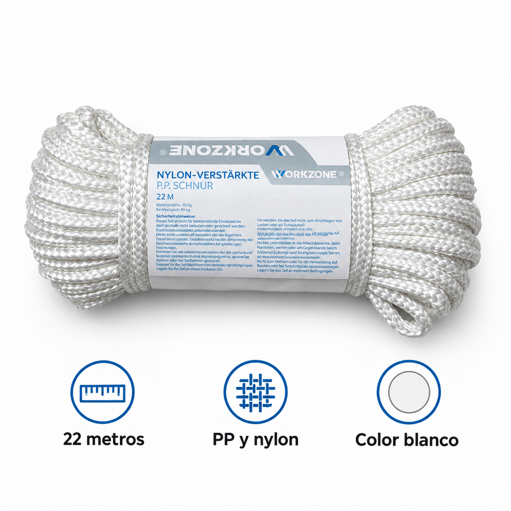 Workzone cuerda blanca de PP reforzada con nylon · 22 m · características