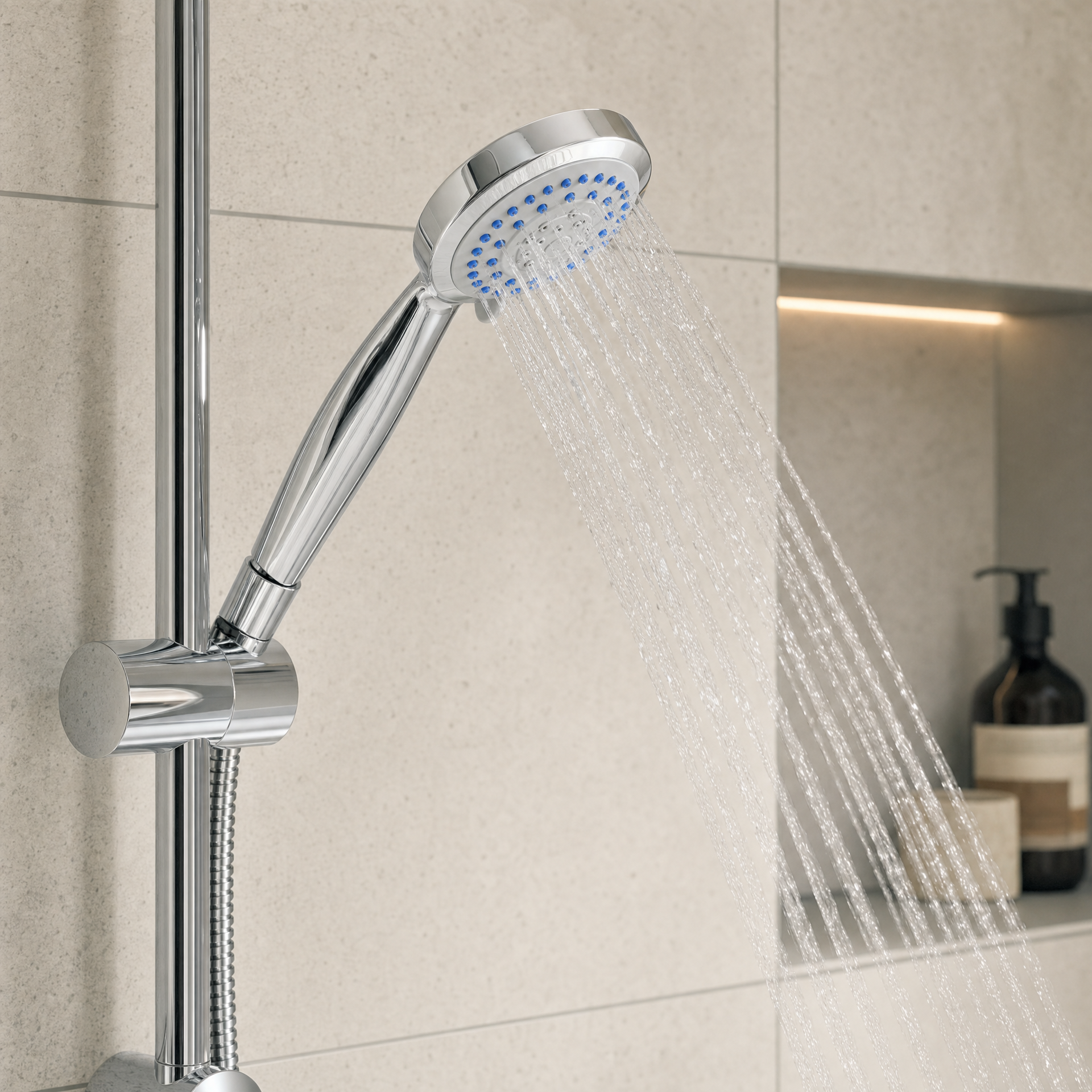 Livarno Home Alcachofa de ducha cromada 5 tipos de chorro boquillas de silicona antical