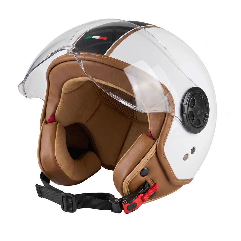 Crivit Casco Abierto de Moto Blanco Talla S